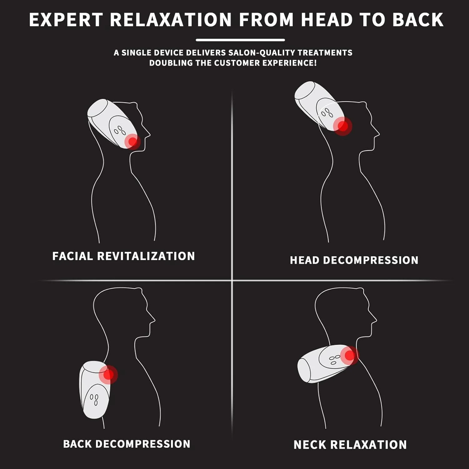 ماساژور دستی بی سیم، ماساژور دستی بی سیم حرفه ای آرایشگری، دکمه تنظیم 5 سرعته، 5 حالت ماساژ، ماساژ گردن/پا/دست، شارژ USB 2600AMH (طلایی)