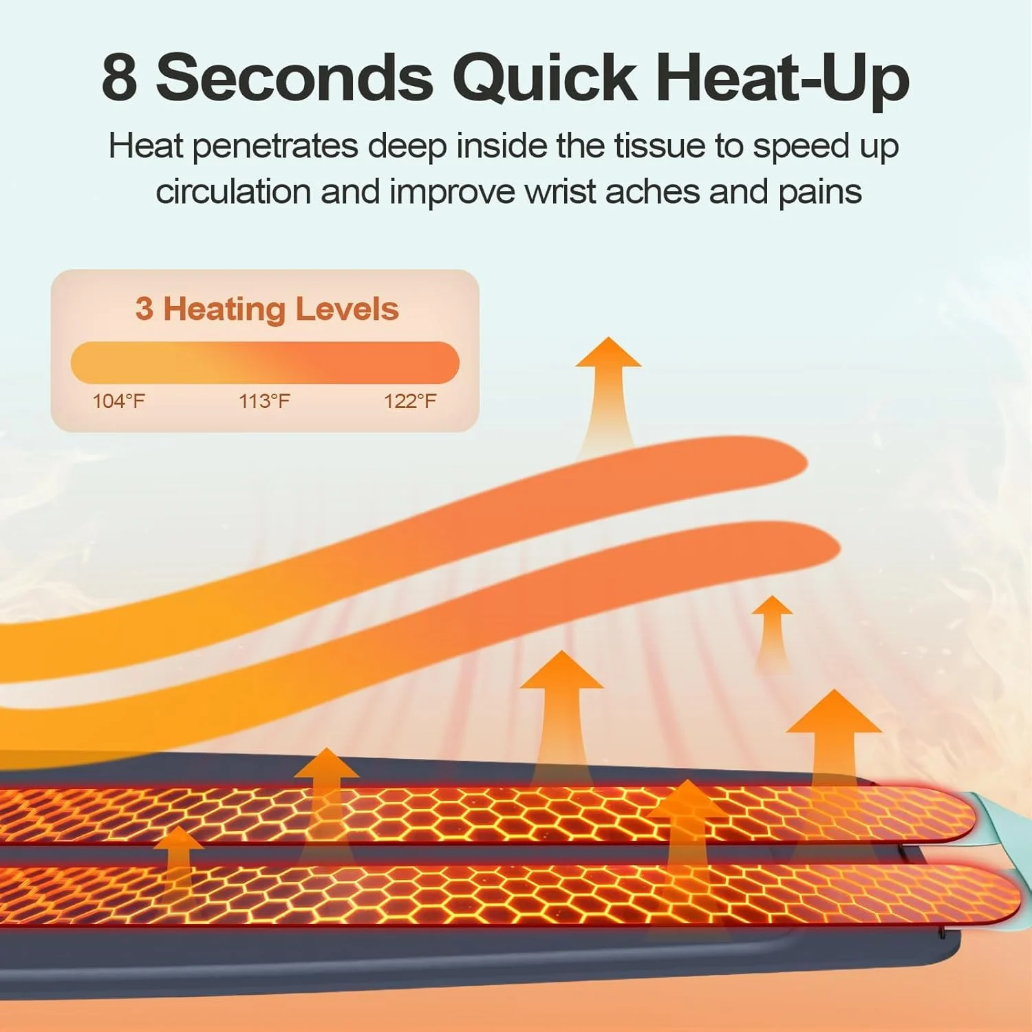 ماساژور برقی دست با گرما، پد گرم کننده مچ دست بی سیم، ماساژ پالس تسکین دهنده درد دست، 3 سطح گرما، طول قابل تنظیم برای استفاده روزانه و ورزشی، مناسب برای دست چپ و راست
