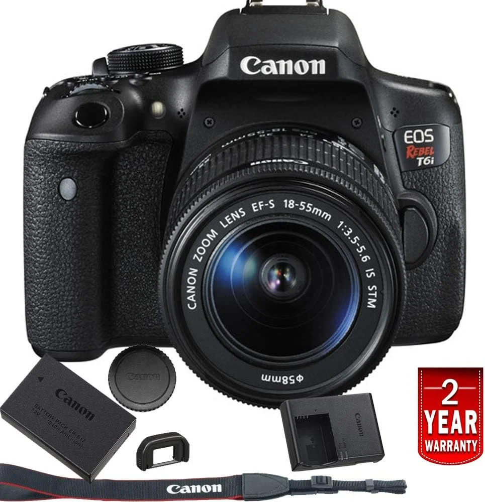 دوربین دیجیتال SLR کانن EOS Rebel T6i با لنز EF-S 18-55mm IS STM - دارای Wi-Fi (بازسازی شده)