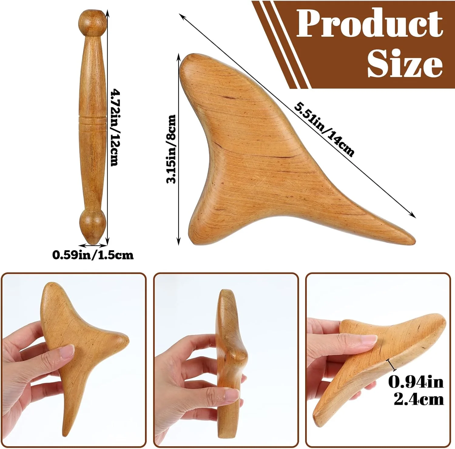 2 عدد ابزار رفلکسولوژی ماساژور بدن چوبی تخته گوا شا مثلثی کوچک ارگونومیک ابزار چوبی ماساژ پا برای سر گردن دست کمر ساق پا