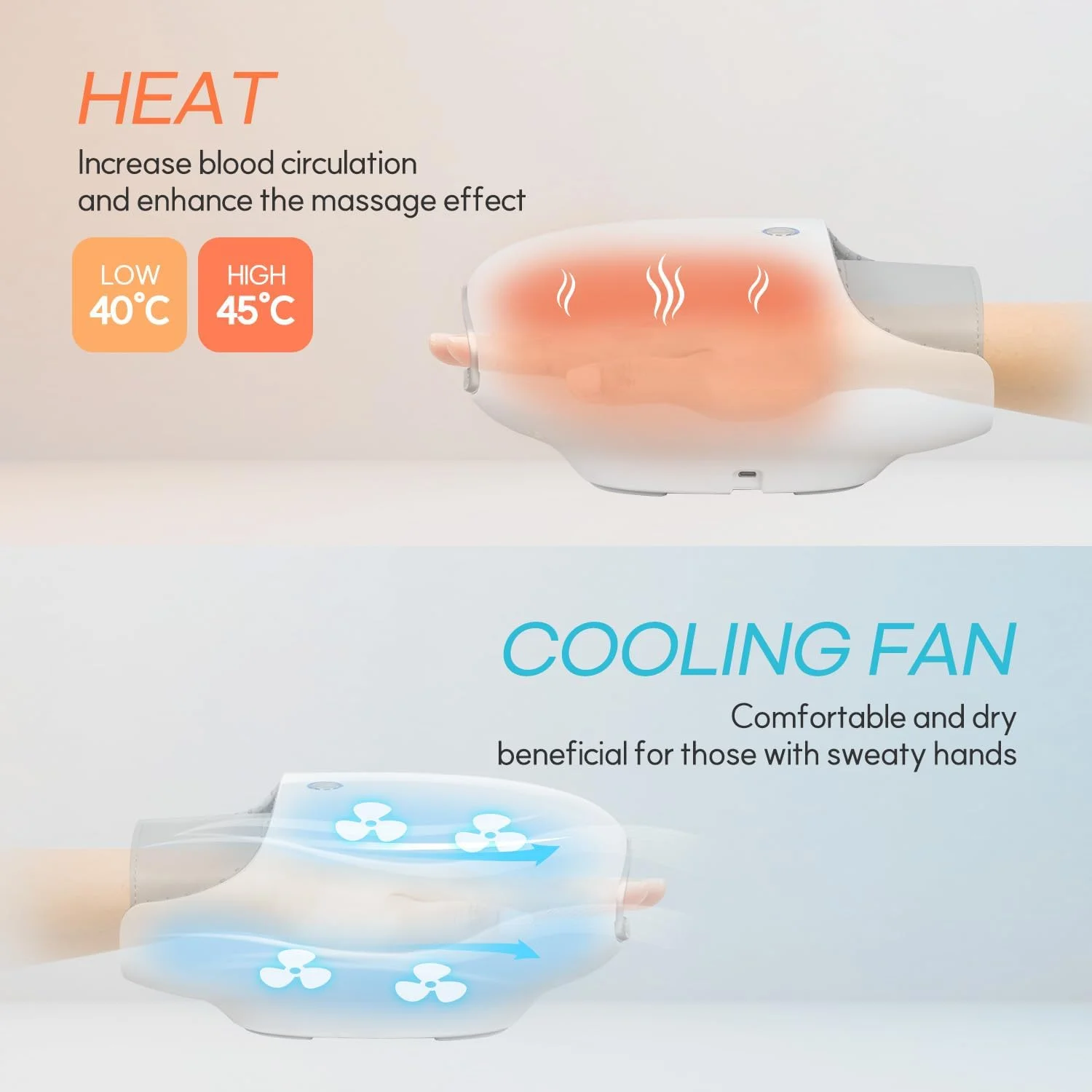 ماساژور دست حرارتی و خنک کننده HubiCare، با غلتک های ورز دهنده، دستگاه ماساژ دستی بی سیم با کمپرس و ماساژ ورزشی برای تسکین درد آرتروز و تونل کارپال، هدیه روز پدر