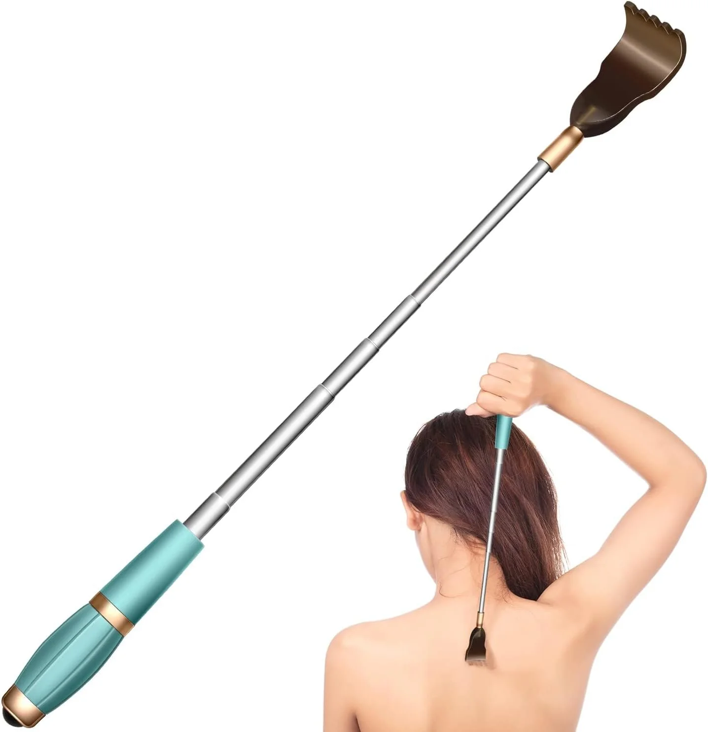 خراشنده پشت، خراشنده های پشتی قابل افزایش، ابزار ماساژ دستی قابل حمل، خراشنده تلسکوپی برای رفع خارش پشت برای زنان، مردان و بزرگسالان (آبی)