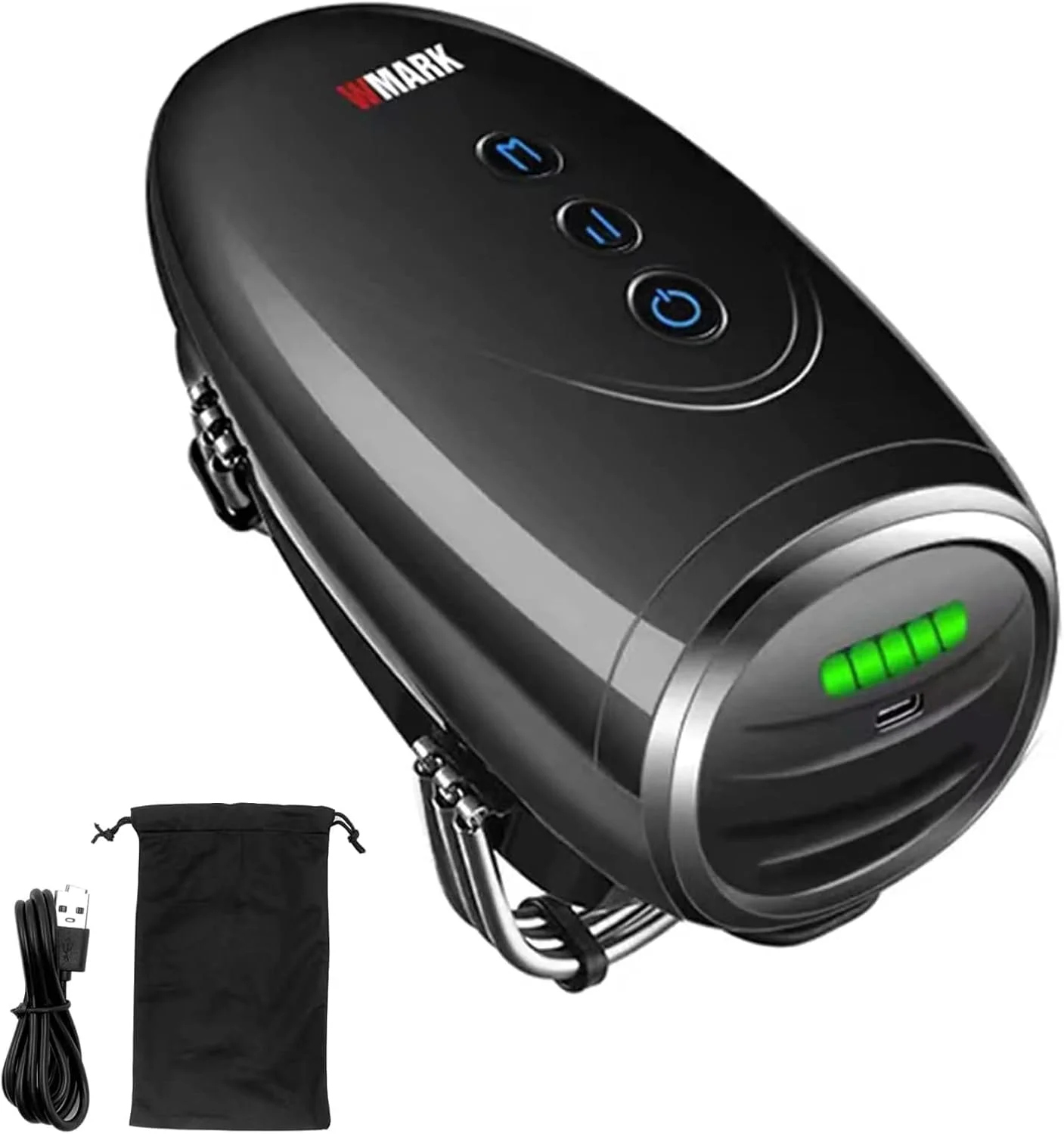 ماساژور دستی بی سیم WMARK، قابل شارژ برای گردن/پاها/دست/صورت، 2 سر ماساژ 2600AMH، مشکی