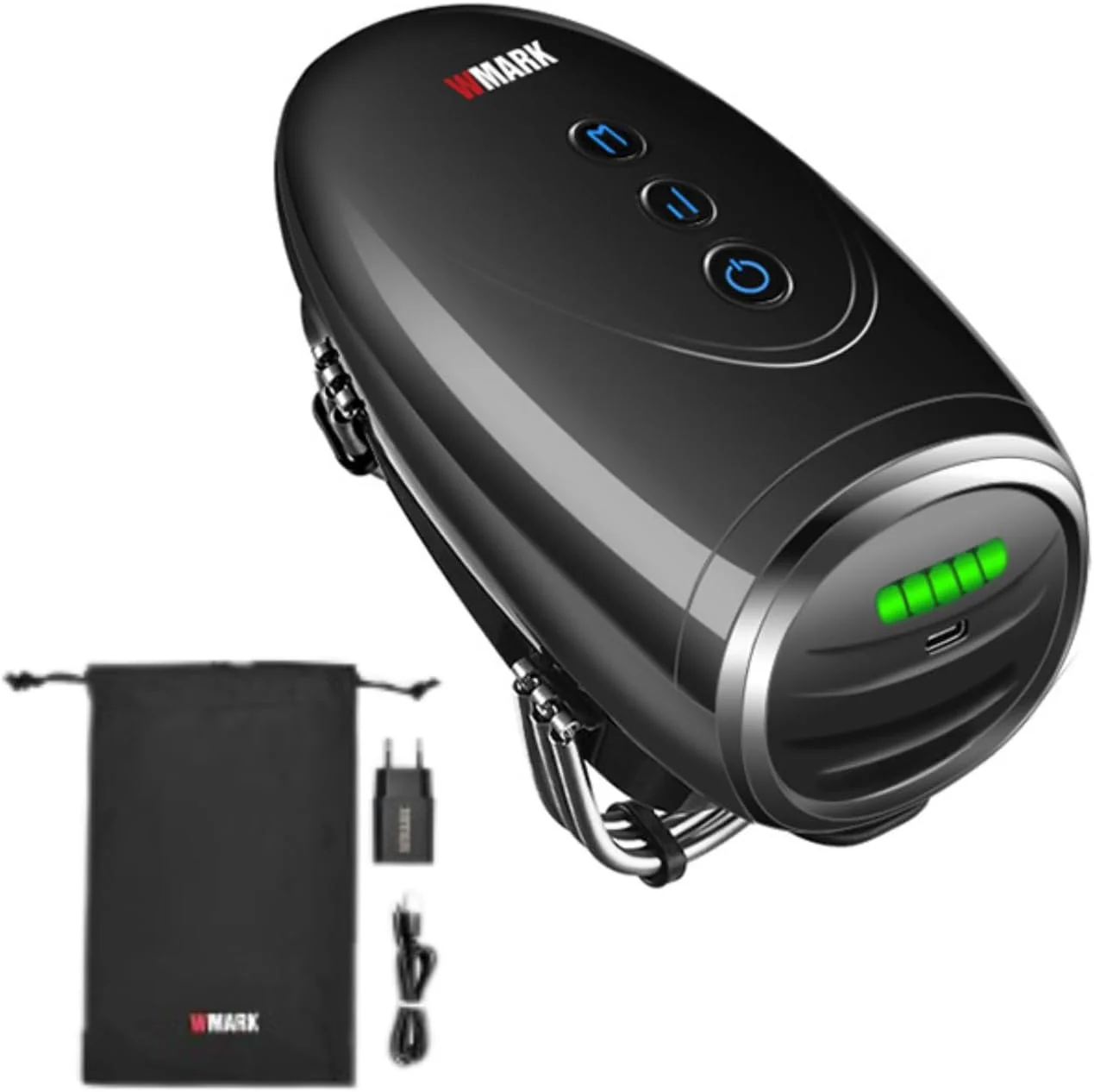 ماساژور دستی بی سیم فوق العاده با کیفیت WMARK NG-SM001 مناسب سالن، آرایشگاه و منزل، شارژ USB، ویبره برای گردن/پاها/دست/صورت، دارای 2 گره ماساژ، 2600 میلی آمپر ساعت، 13 ساعت کارکرد، تایمر 15 دقیقه ای، مشکی