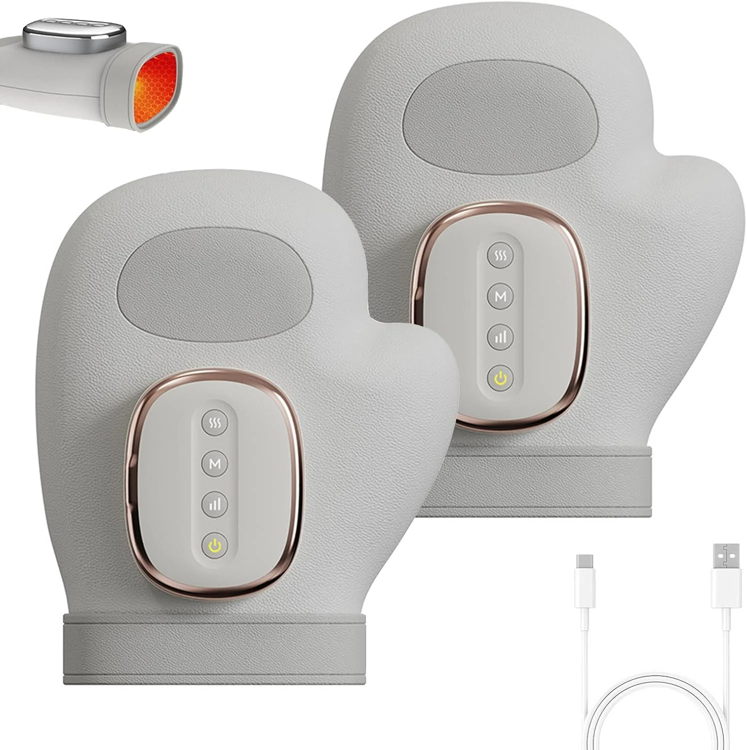 دستکش درمانی Alivura - تسکین فوری، ماساژور دست با فشار هوا و گرما، ماساژور بی سیم دست برای آرتروز و تونل کارپال، 3 حالت ماساژ 5 حالت فشار (2 عدد)