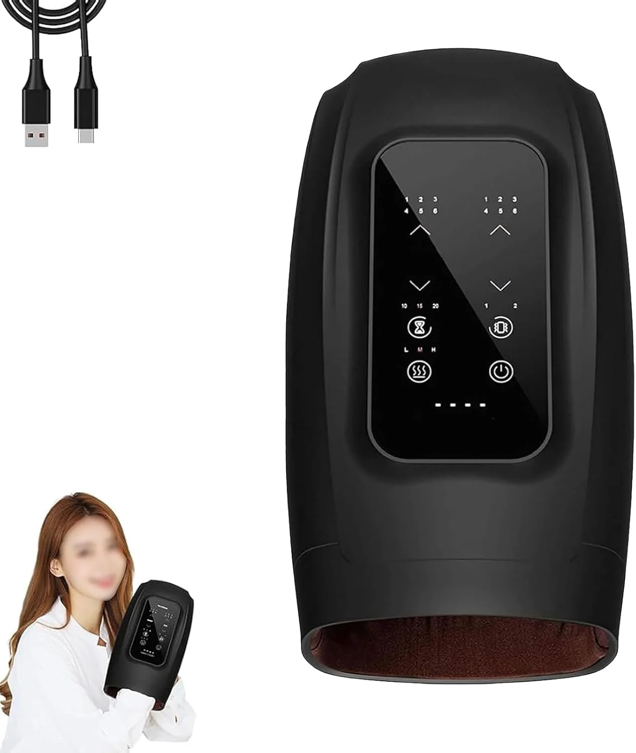 ماساژور دست Ovawi، ماساژور دست با گرما و فشار، ماساژور دست Palmpro با 6 حالت ماساژ و 6 شدت، برای انگشتان بی حس و دست های سرد (مشکی)