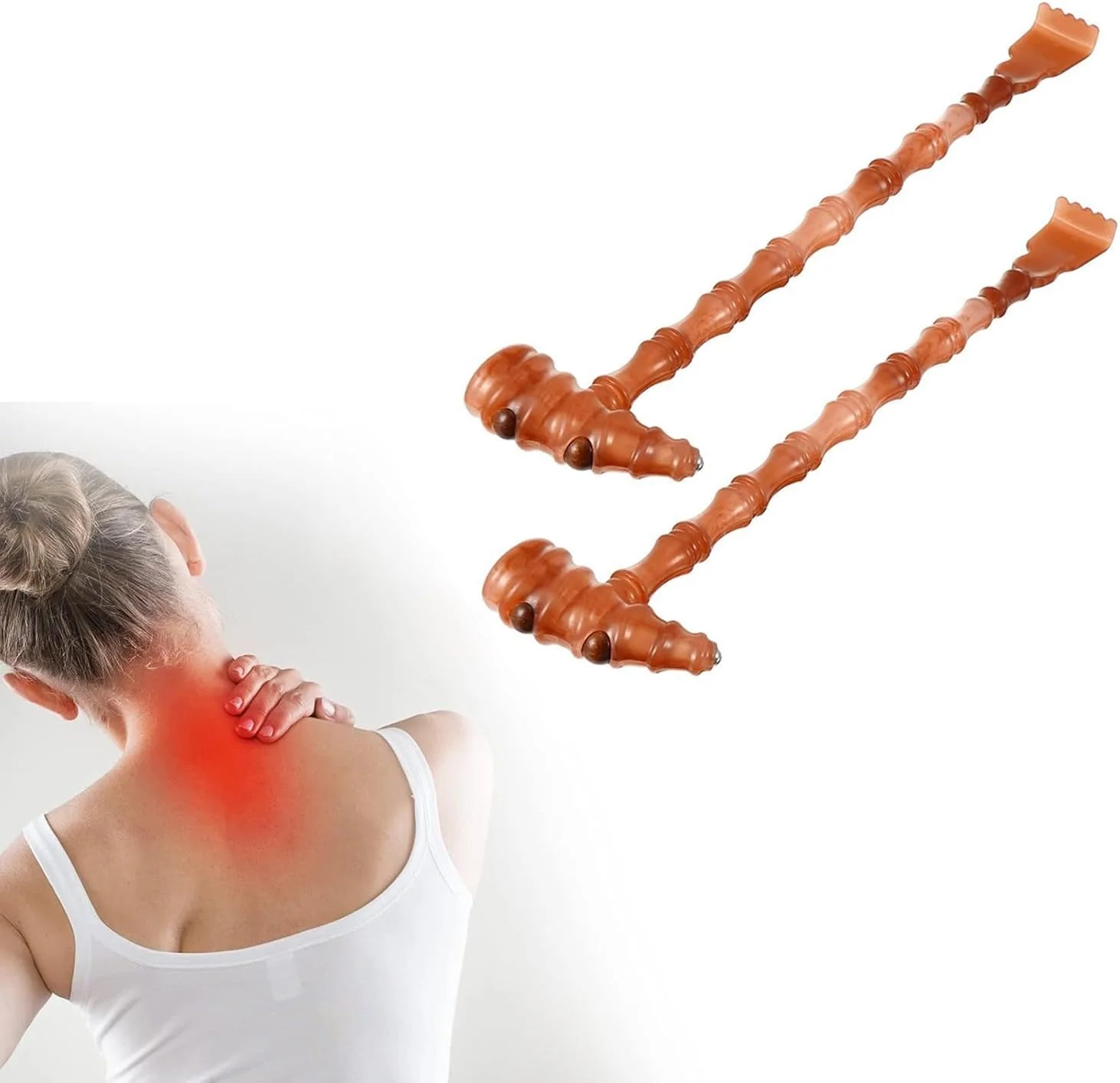 چکش ماساژور دستی، میله عضلانی دستی برای پشت، گردن، شانه و پاها، ماساژور بدن نقطه ماشه ای آرامش بخش برای تسکین درد و ریکاوری، ابزار ماساژ ضربه ای مریدین، 2 عدد