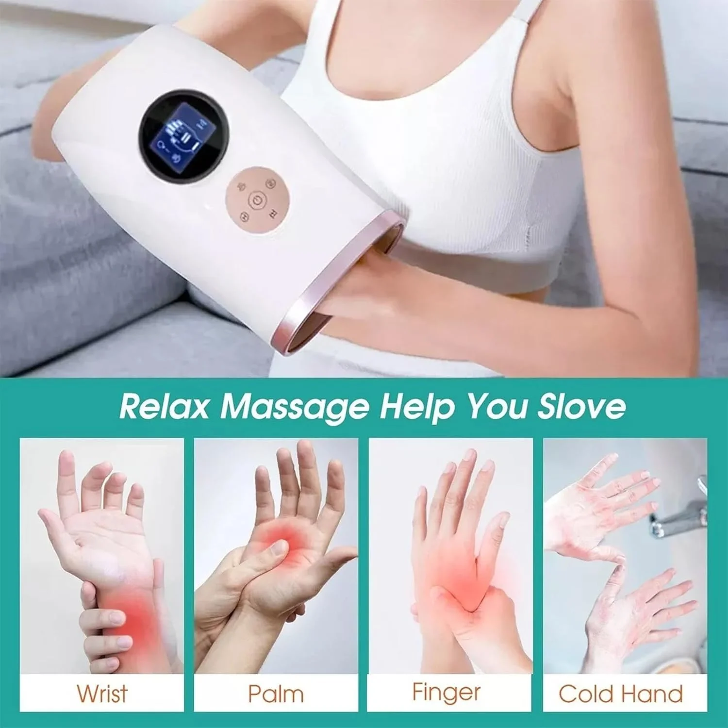 ماساژور دست، ماساژور هوشمند مفاصل انگشت دست، کمپرس گرم، ماساژور فشار هوای کف دست