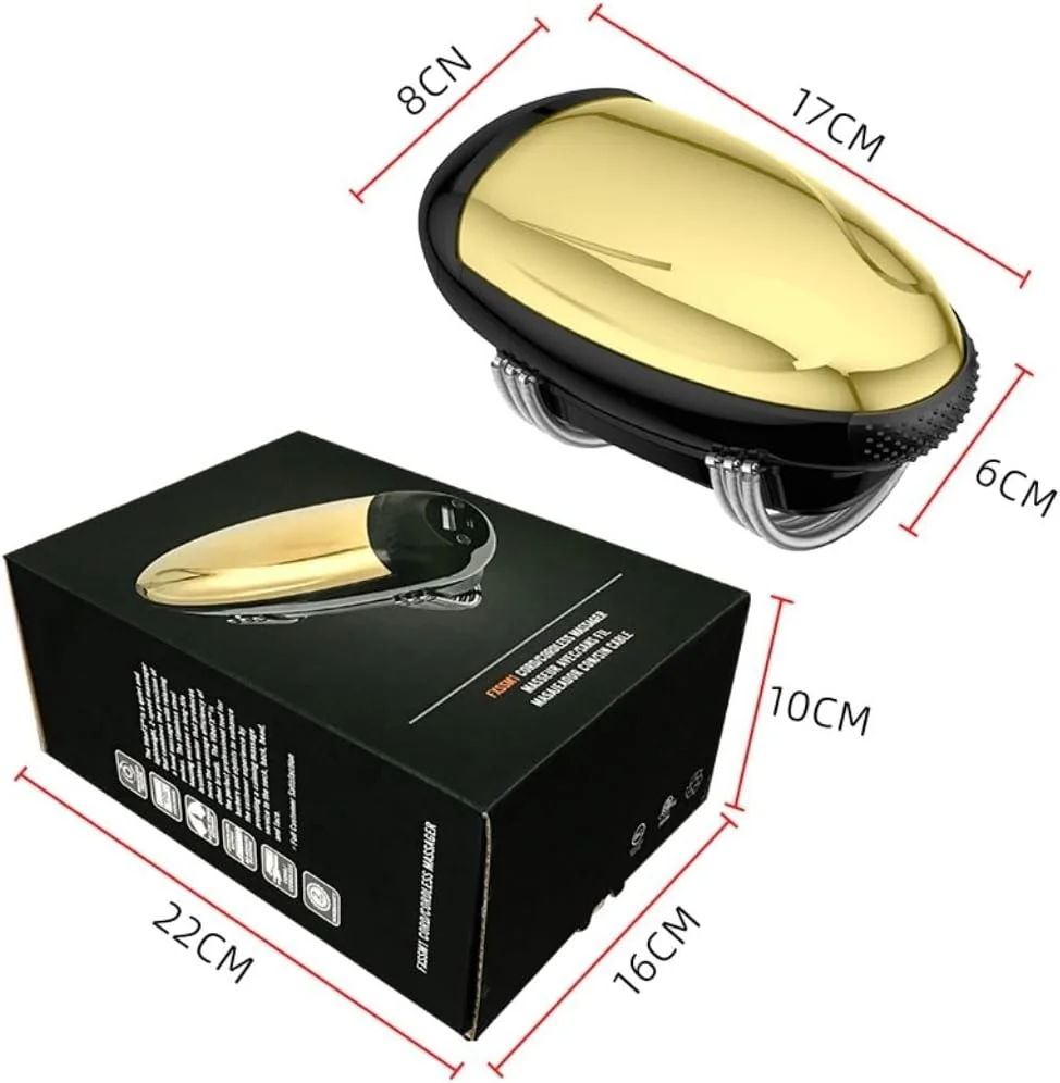 ماساژور دستی بی سیم، ماساژور حرارتی فلزی حرفه ای قابل حمل با شارژ USB برای گردن/پاها/دست/صورت، 2 گره ماساژ 2600AMH