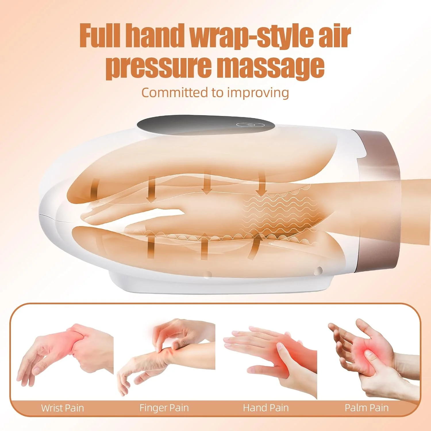 ماساژور دست، ماساژور دستی کیسه هوای برقی با گرما و کمپرس، هدیه ماساژور بی سیم برای آرتروز و سندرم تونل کارپال، تسکین دهنده درد مچ دست و انگشت