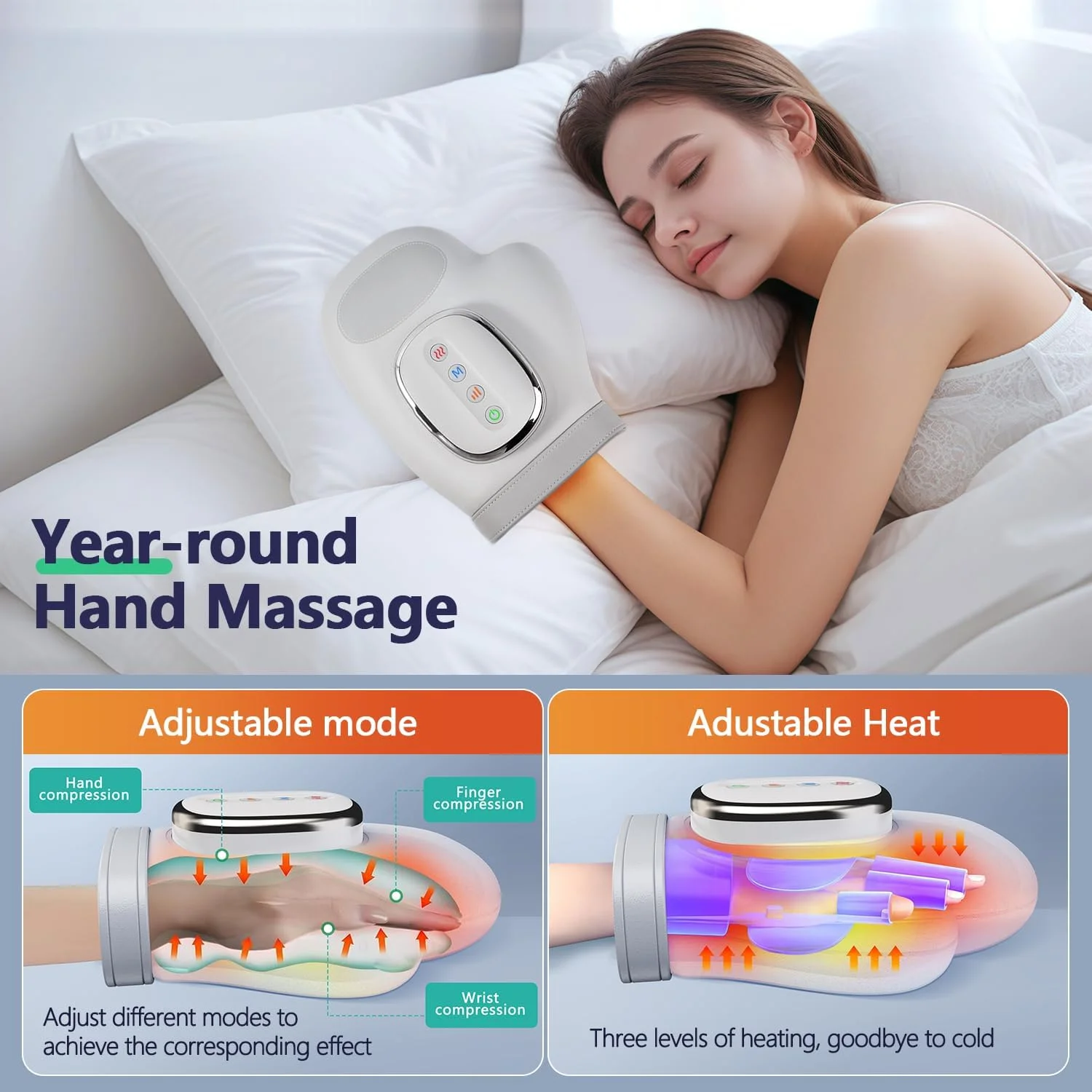 ماساژور دستی برقی با گرما و فشار، برای مفاصل و مچ دست، ماساژور انگشتی، غلطک های ورزشی، دستکش های لرزشی قابل حمل بی سیم، ایده های هدیه منحصر به فرد برای زنان و مردان