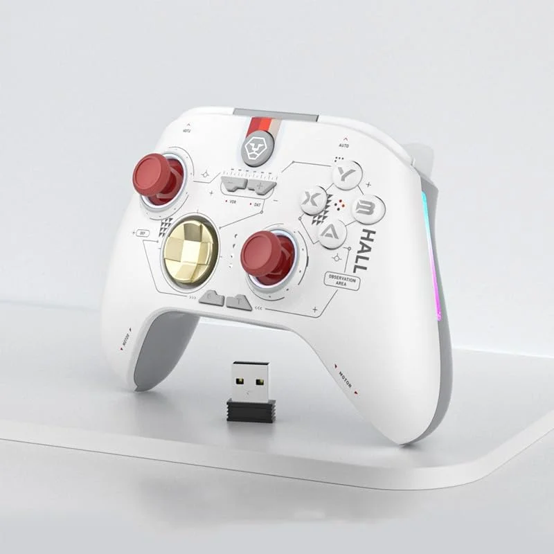گیم پد کنترلر بی سیم AZONEE برای PC/Android/Steam/Switch/iOS با جوی استیک های Hall، نورپردازی RGB، بلوتوث 2.4G، طراحی ضد دریفت