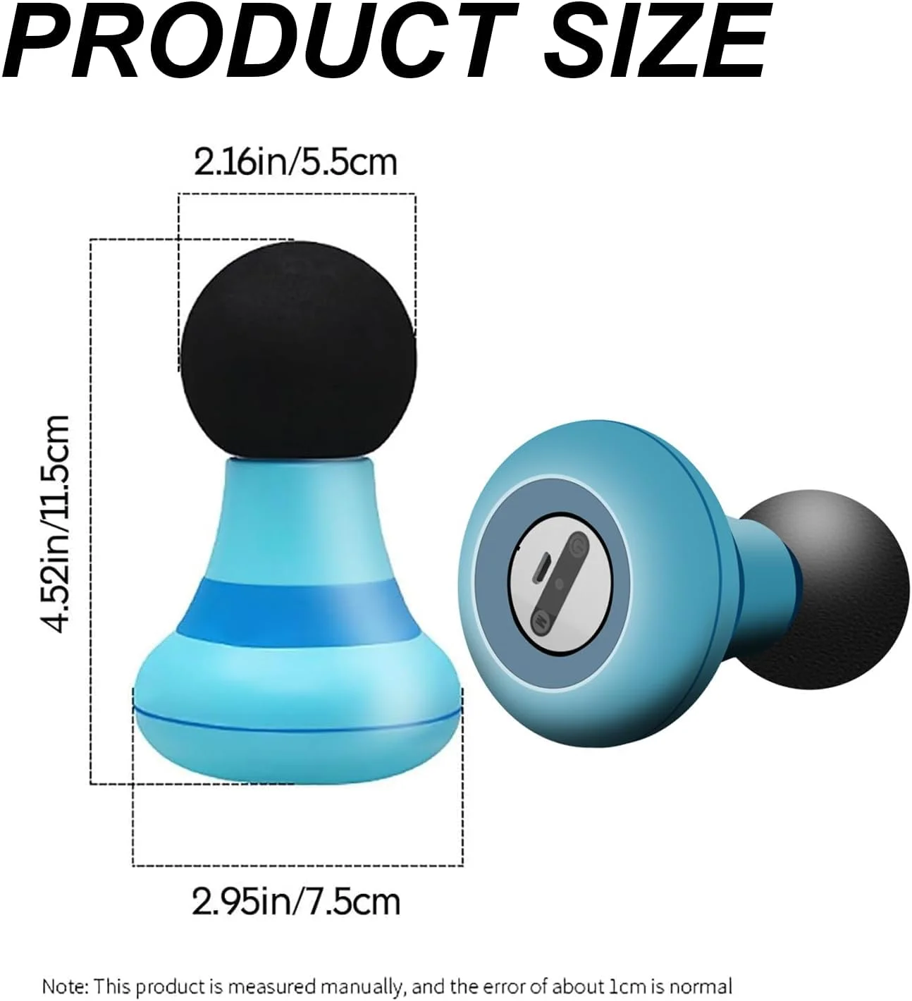 ماساژور کوچک، ماساژور عضلانی، ماساژور ضربه ای بافت عمیق بدن با 6 سرعت قابل تنظیم، ماساژور دستی برای گردن، پشت، شانه، دست، پا و تسکین درد پا (آبی)