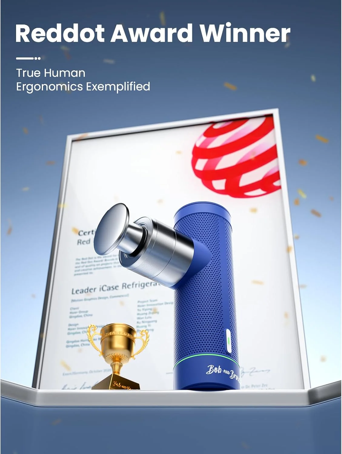 تفنگ ماساژ مینی مدل A7 باب اند برد با دامنه 11 میلی‌متری، تفنگ ماساژ عضلانی ضربه‌ای با بافت عمیق قابل حمل، تفنگ ماساژور قدرتمند با شارژ سریع Type-C برای تسکین درد عضلات، آبی