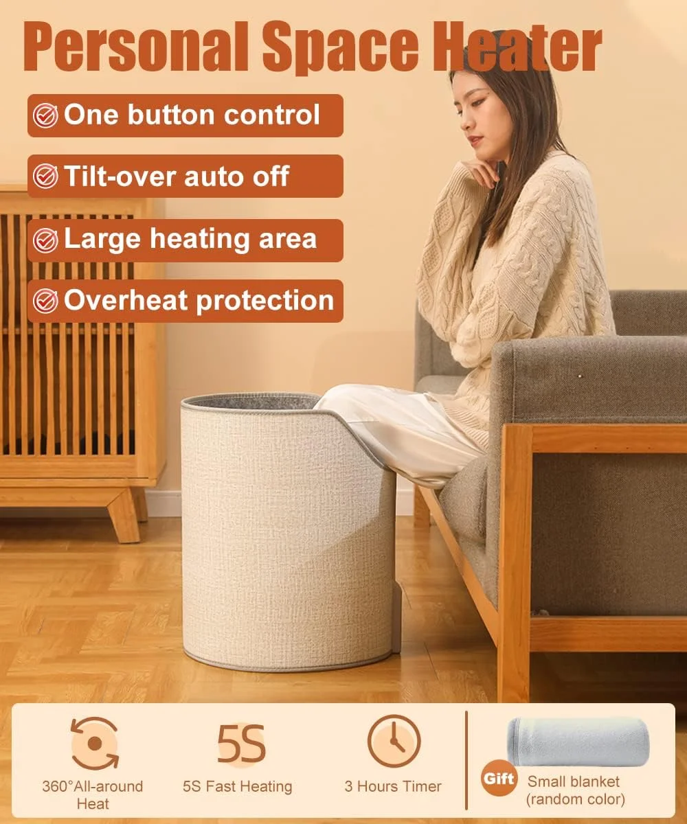 گرم کننده شخصی نالاکال، گرم کننده برقی 360 درجه تاشو برای گرم کردن پا، گرم کننده بی صدا برای میز اداری، گرم کننده زیر میز با تایمر 3 ساعته، عملکرد کم مصرف