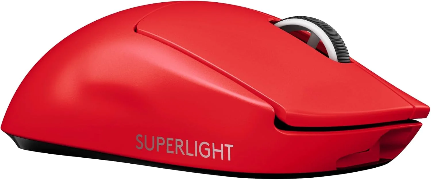 موس گیمینگ بی‌سیم لاجیتک G PRO X SUPERLIGHT، فوق‌العاده سبک 63 گرم، حسگر HERO 25K، 25600 DPI، 5 دکمه قابل برنامه‌ریزی، عمر باتری طولانی، حافظه داخلی، برای ورزش‌های الکترونیکی، PC / Mac - قرمز