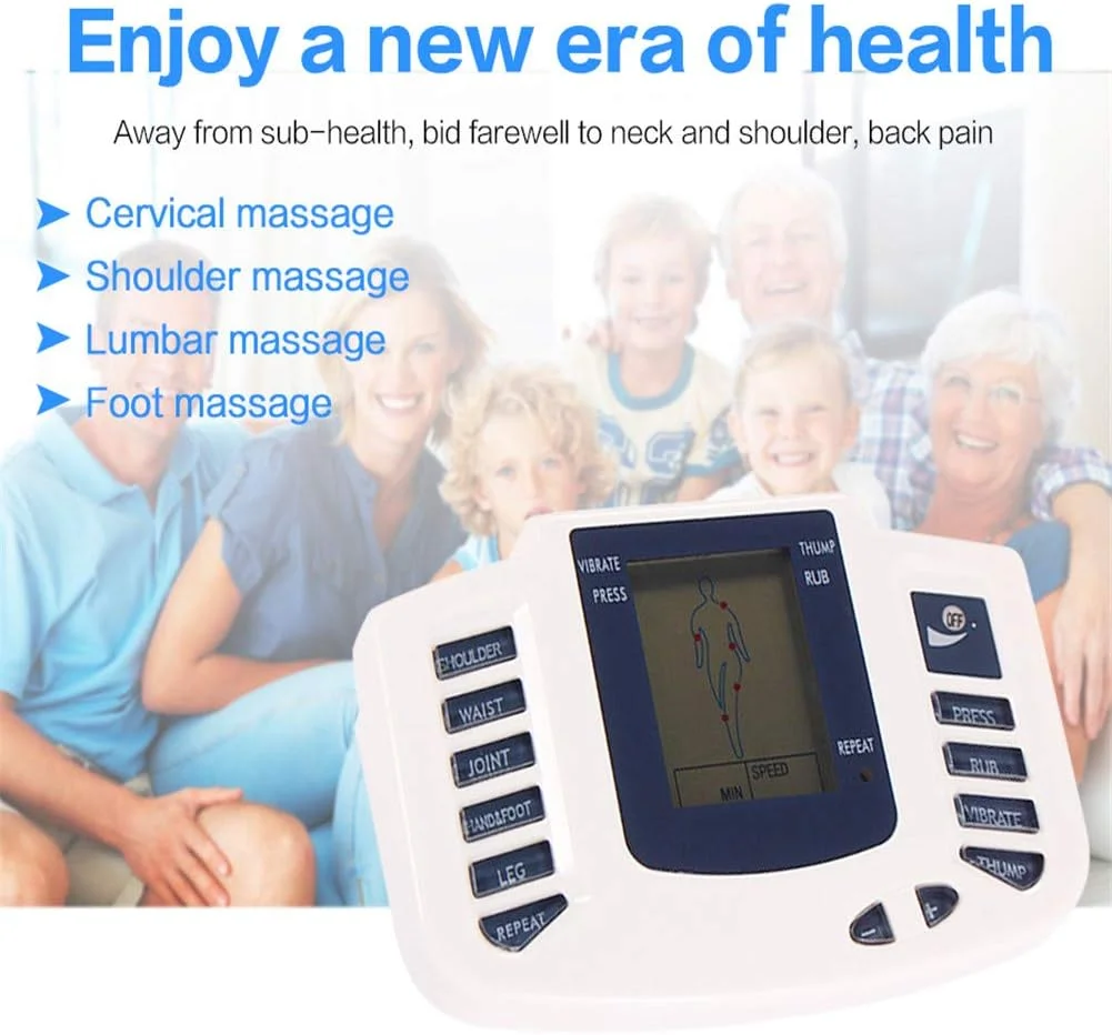 ماساژور TENS، تقویت کننده عضلات شکمی قابل حمل، ماساژور طب سوزنی با 16 پد الکترود، دو کاناله، فیزیوتراپی پالس بدن دیجیتال قابل شارژ برای تسکین درد و ریکاوری