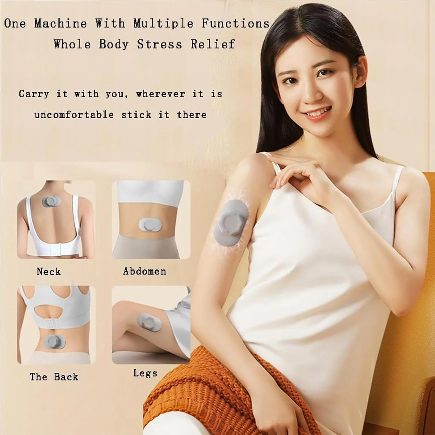 پد ماساژ هوشمند مینی جیبی، ابزار ماساژ نبضی کل بدن برای شانه و گردن، 8 حالت قابل شارژ، ماساژور مینی قابل حمل، پد ماساژ هوشمند ستون فقرات گردنی