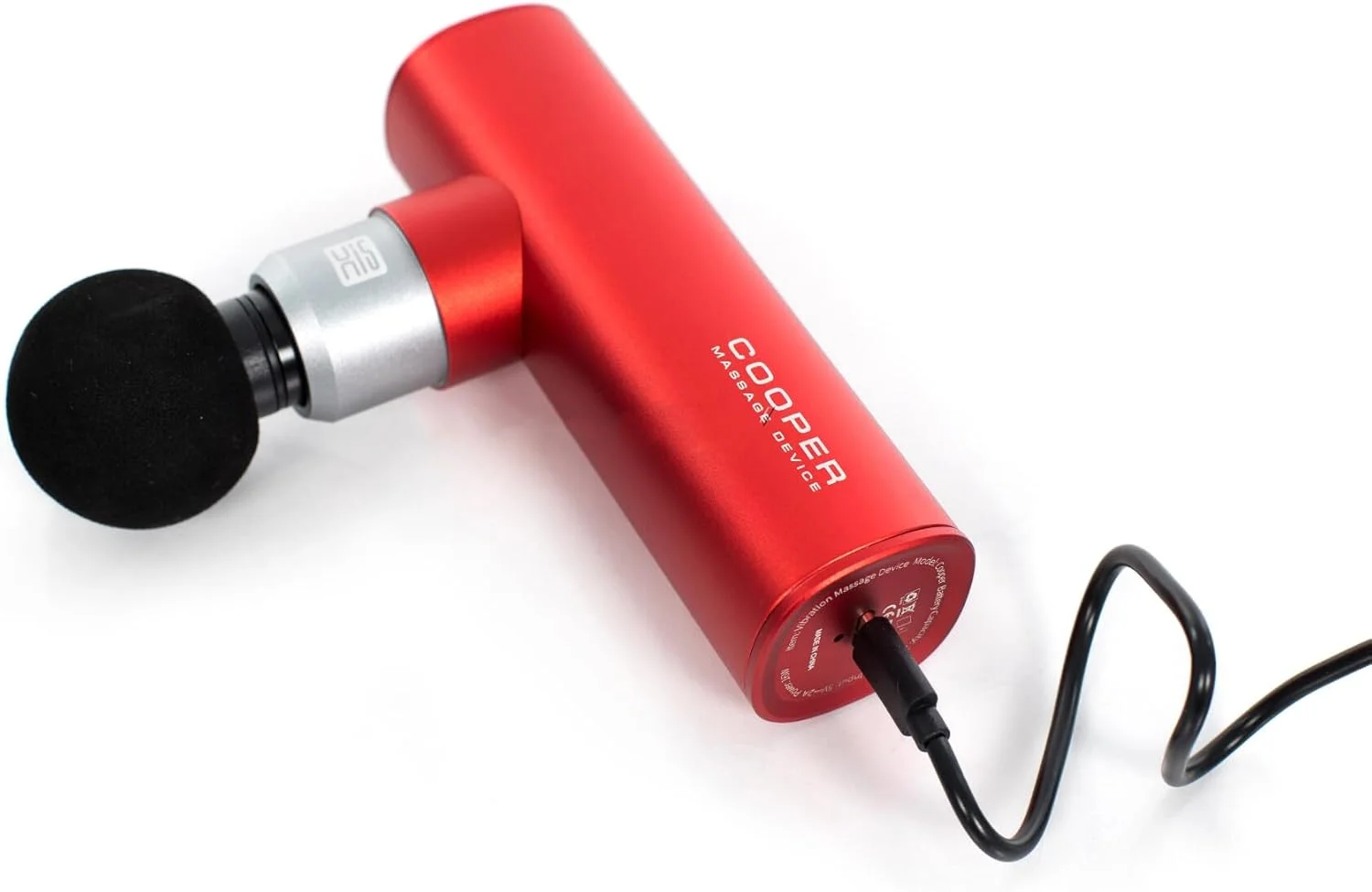 ماساژور دستی لرزشی سوپر مینی Hi5 Cooper با قابلیت شارژ قابل حمل، دستگاه ماساژ مینی با 5 سطح سرعت و 4 سر متصل، باتری 2000 میلی آمپر، بدنه آلیاژ آلومینیوم، قرمز