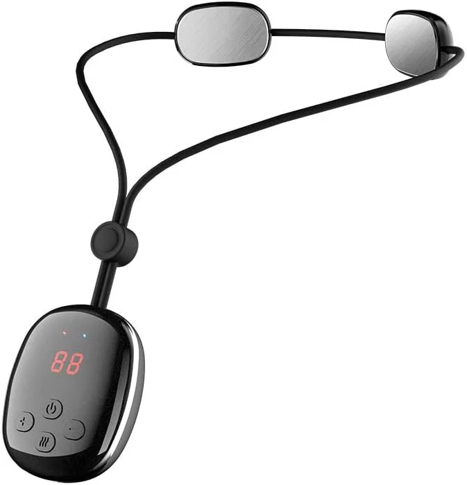 آویز ماساژور گردن آزونی، ماساژور گردن پالس الکتریکی با گرما، ماساژور هوشمند شانه بی سیم برای تسکین درد و آرامش، قابل حمل برای مسافرت، دفتر و استفاده در منزل (حالت های قابل تنظیم)