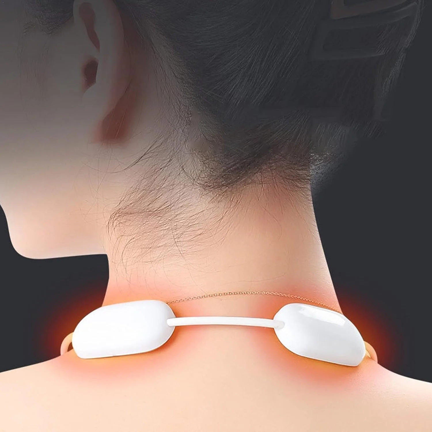 آویز ماساژور گردن آزونی، ماساژور گردن پالس الکتریکی با گرما، ماساژور هوشمند شانه بی سیم برای تسکین درد و آرامش، قابل حمل برای مسافرت، دفتر و استفاده در منزل (حالت های قابل تنظیم)