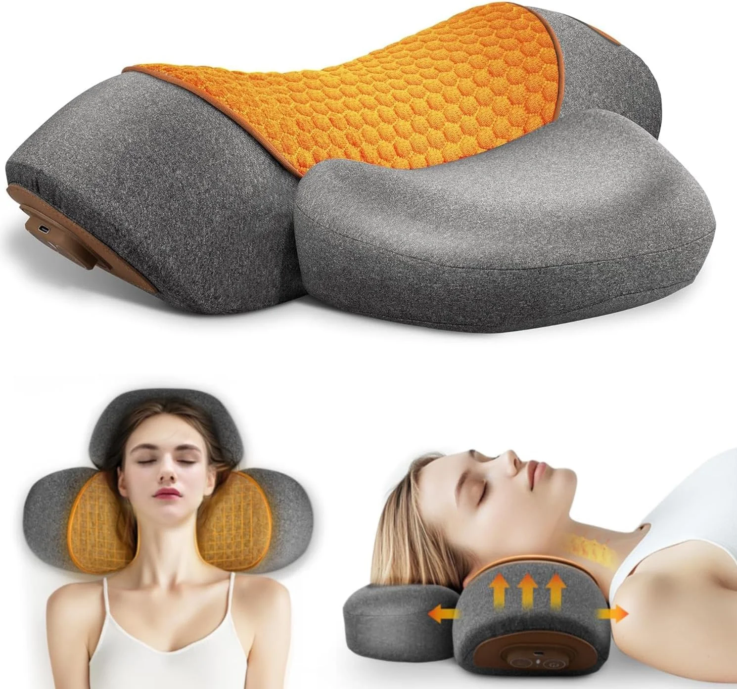 بالش ماساژور گردن 3 در 1 Angju با گرما، بالش ماساژور گردن، اصلاح کننده شانه کشش گردن برای تسکین درد بافت عمیق، بالش درمانی برای قوز گردن