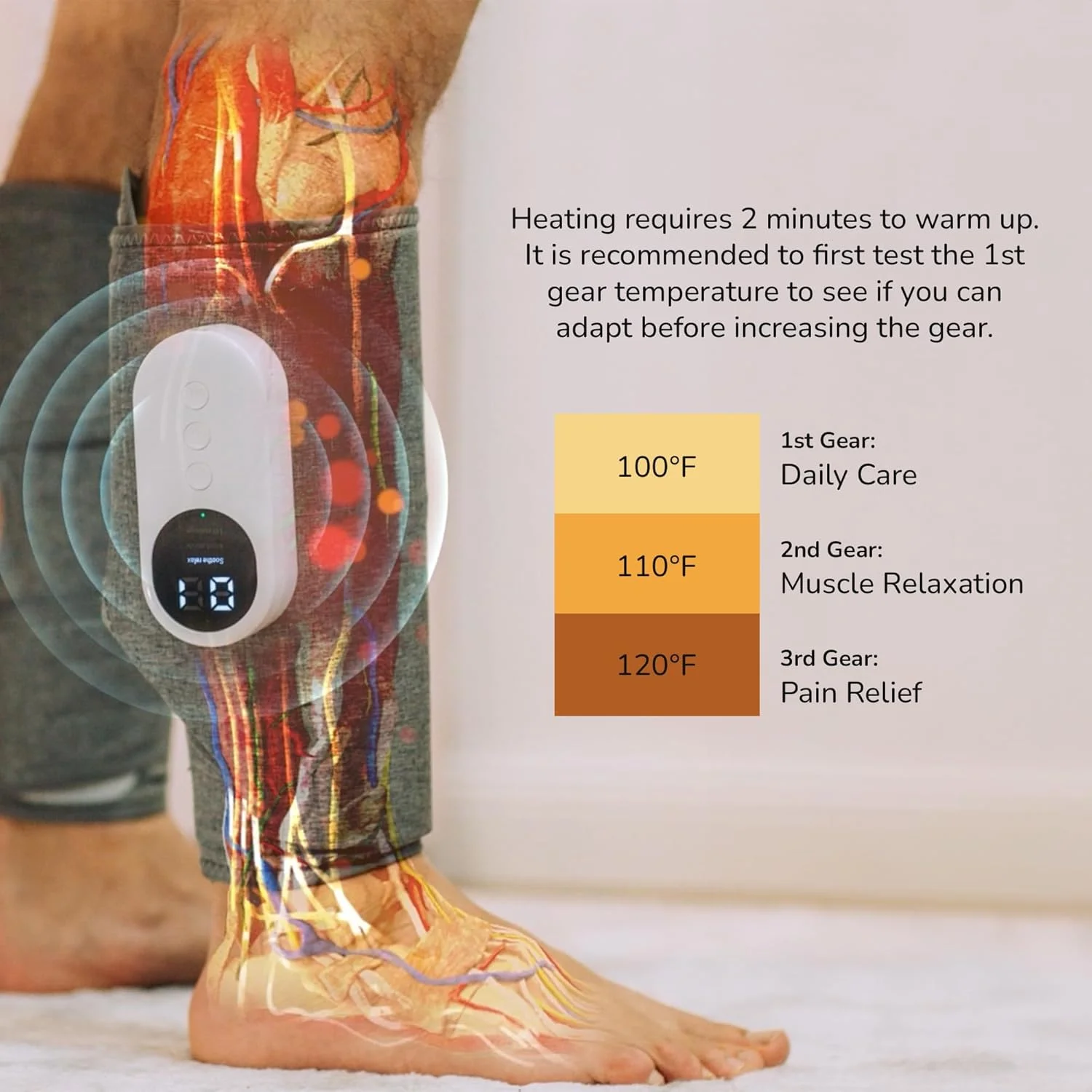 ماساژور پا 3 در 1 نورو - سیستم پیشرفته - پشتیبانی از ناراحتی پا و ساق پا، کمک به گرفتگی عضلات، تحریک سلامت طبیعی ساق پا