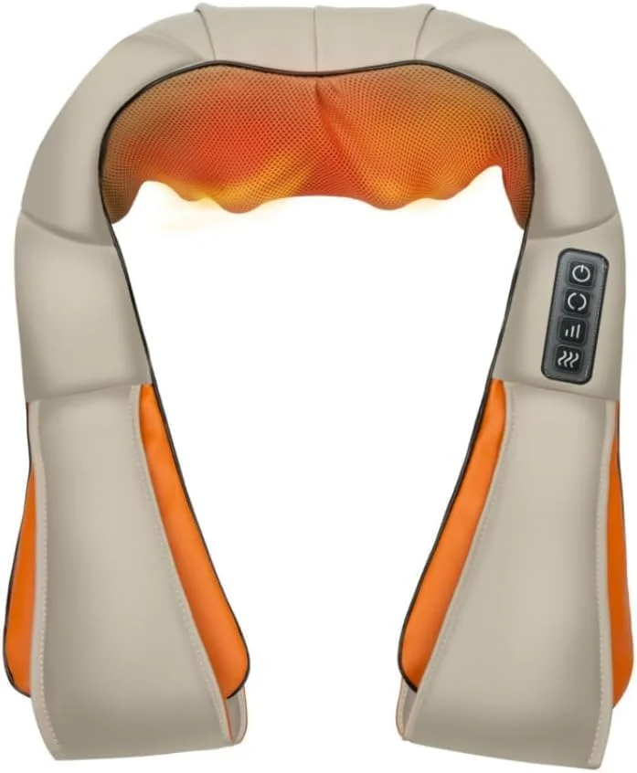 ماساژور گردن و شانه، ماساژور پشت با گرما، ماساژ الکتریکی ورزشی عمقی، 3 سرعت ماساژ شیاتسو الکتریکی برای تسکین عضلات، پشت، بازو، کل بدن، عضلات، برای خانه، ماشین (بژ)