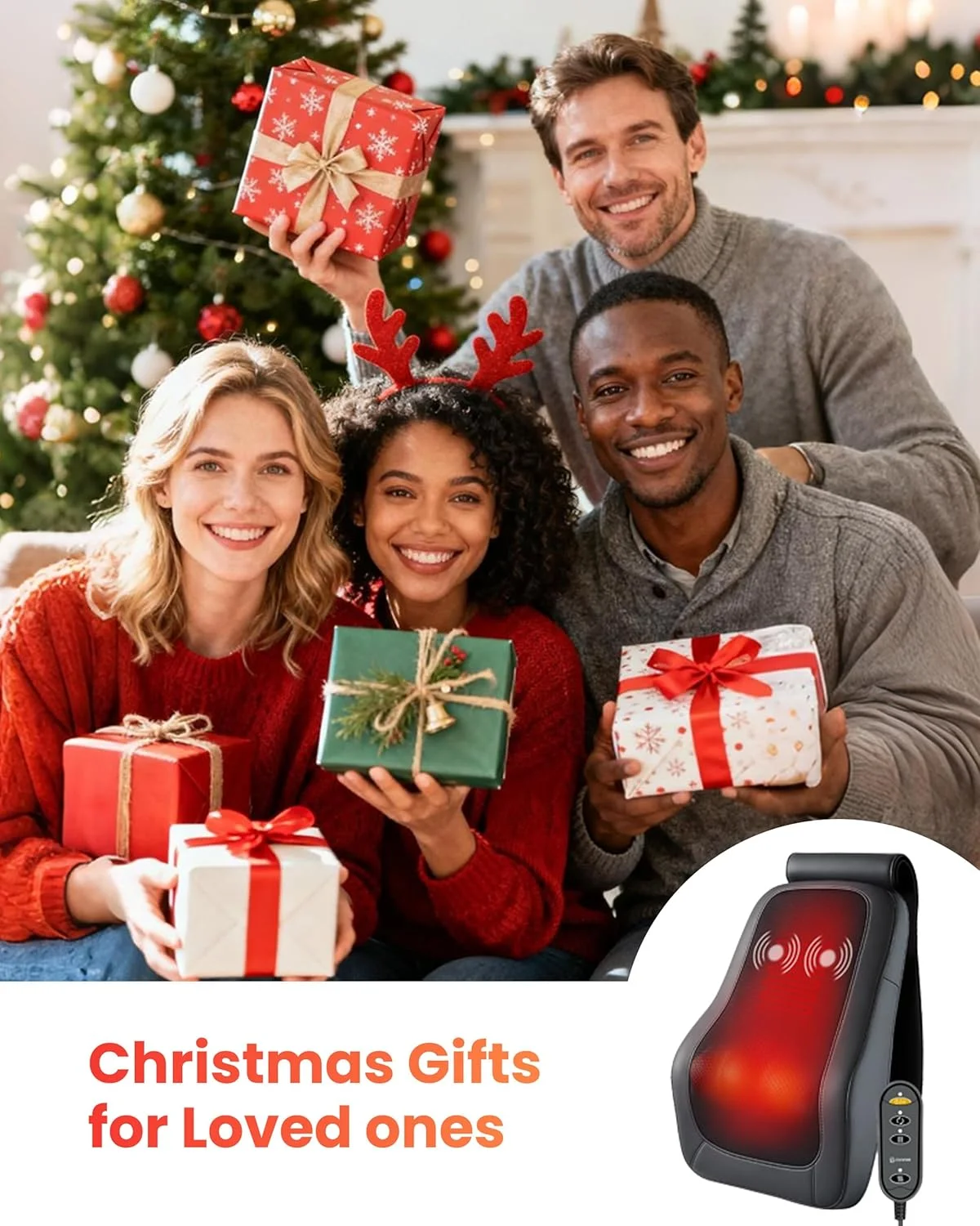 ماساژور شیاتسو Comfier برای گردن، شانه ها و کمر - گرما و ورز دادن سه بعدی برای تسکین درد - بالش ماساژ هدیه برای مردان و زنان