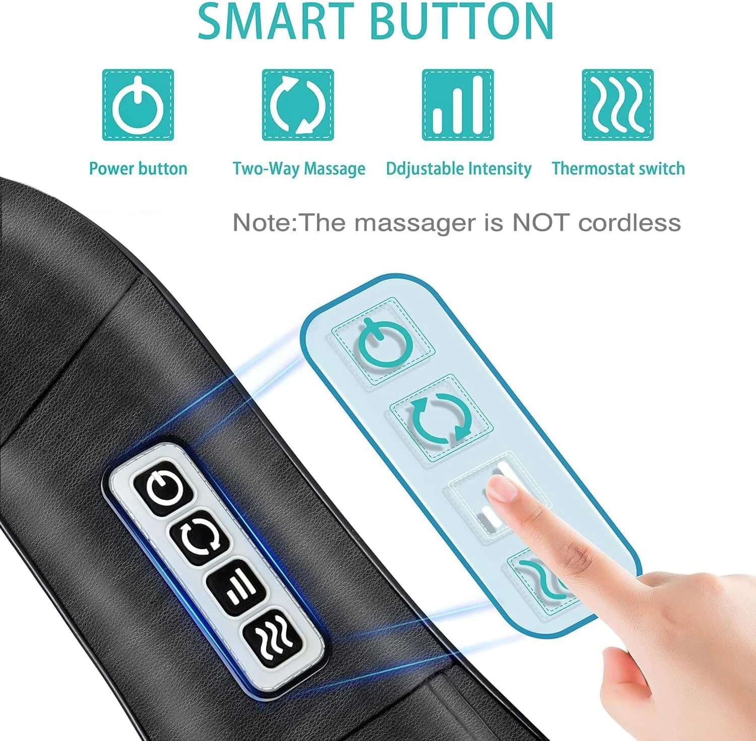 ماساژور شیاتسو گردن و کمر AERLANG، ماساژور کمر بافت عمیق، ماساژور گردن و شانه با گرما، بالش ماساژ الکتریکی 4 بعدی برای آقایان پدر