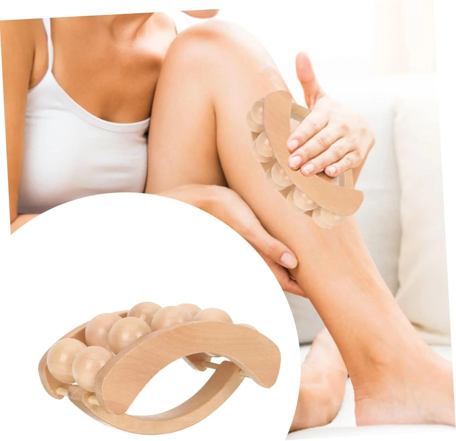 ابزار ماساژ غلتکی طب فشاری برای گردن و شانه، غلتک دستی بدن برای تسکین عضلات، ماساژور قابل حمل شانه و گردن، چوبی، ایده آل برای استفاده در منزل