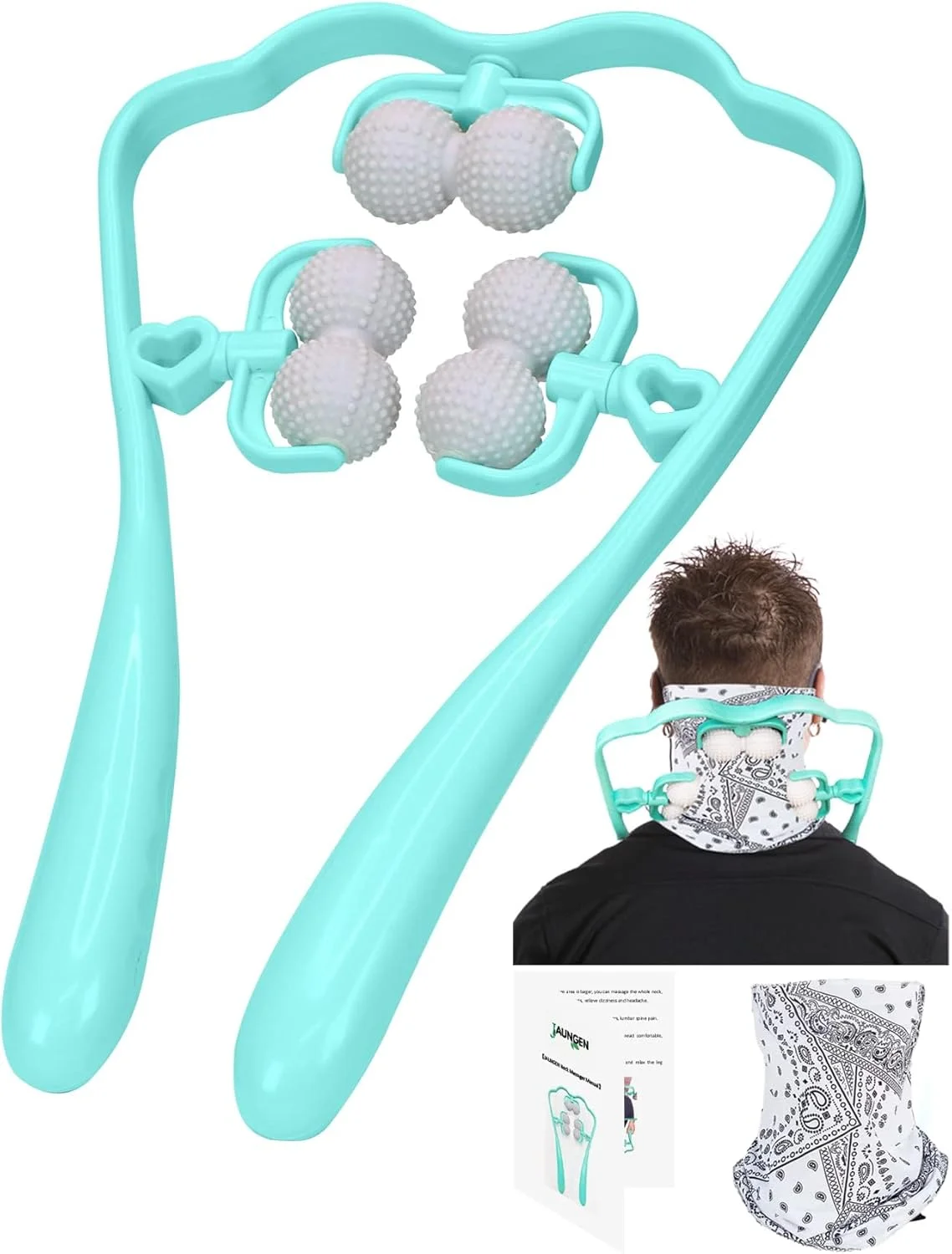 ماساژور گردن ارتقا یافته NALACAL، ماساژور غلتکی 6 توپی، تسکین درد، ماساژور بافت عمیق، ابزار تسکین دستی گردن، ماساژور دستی گردن و پشت، شانه و گردن برای تسکین درد بافت عمیق