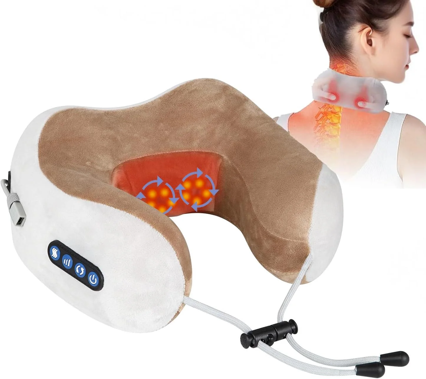 ماساژور گردن، 3 سطح نیرو و 3 حالت، بالشتک ماساژور برقی قابل شارژ، ماساژور گردن ورزشی بافت عمیق برای تسکین درد در خانه، محل کار
