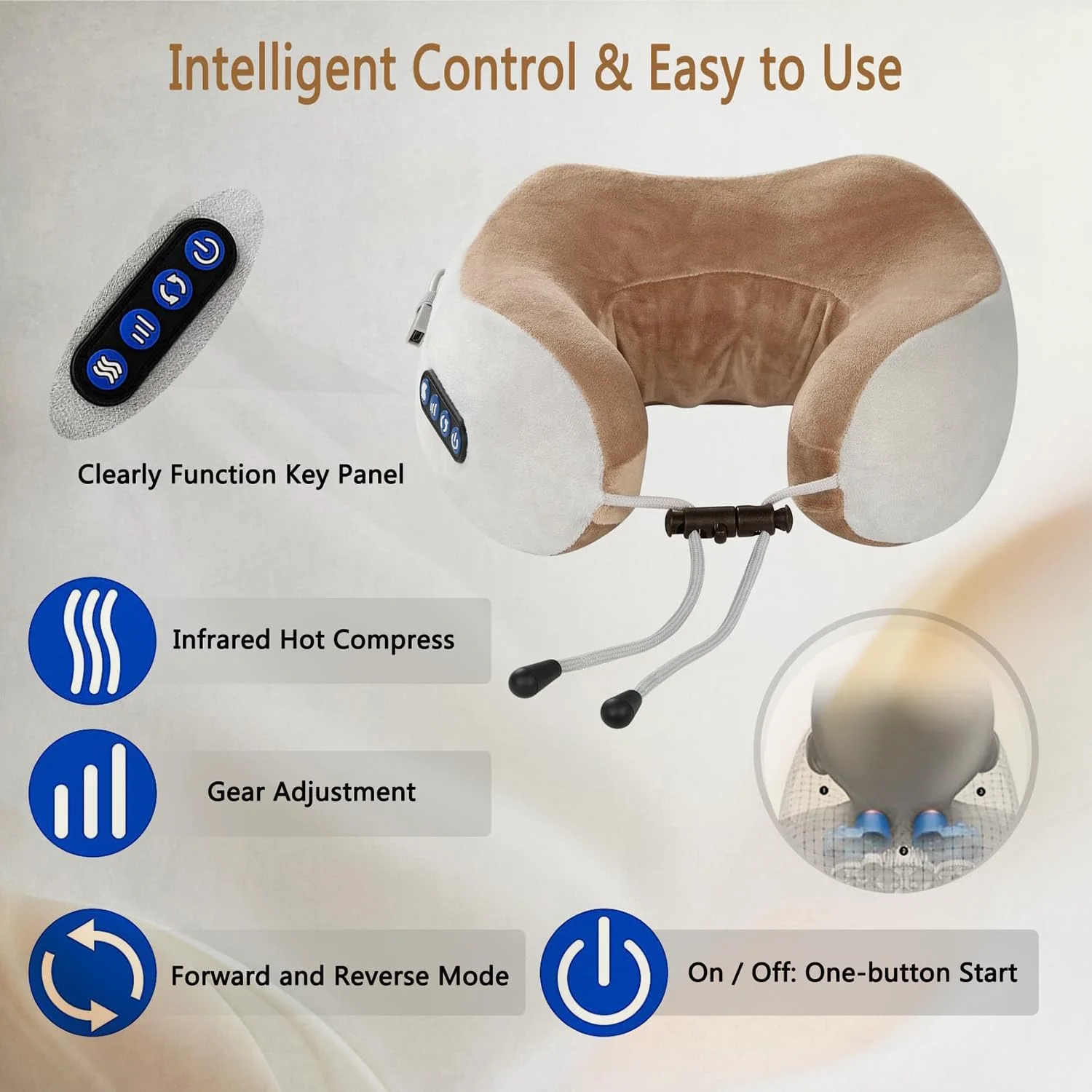 ماساژور گردن، 3 سطح نیرو و 3 حالت، بالشتک ماساژور برقی قابل شارژ، ماساژور گردن ورزشی بافت عمیق برای تسکین درد در خانه، محل کار ماساژور گردن، 3 سطح نیرو و 3 حالت، بالشتک ماساژور برقی قابل شارژ، ماساژور گردن ورزشی بافت عمیق برای تسکین درد در خانه، محل کار