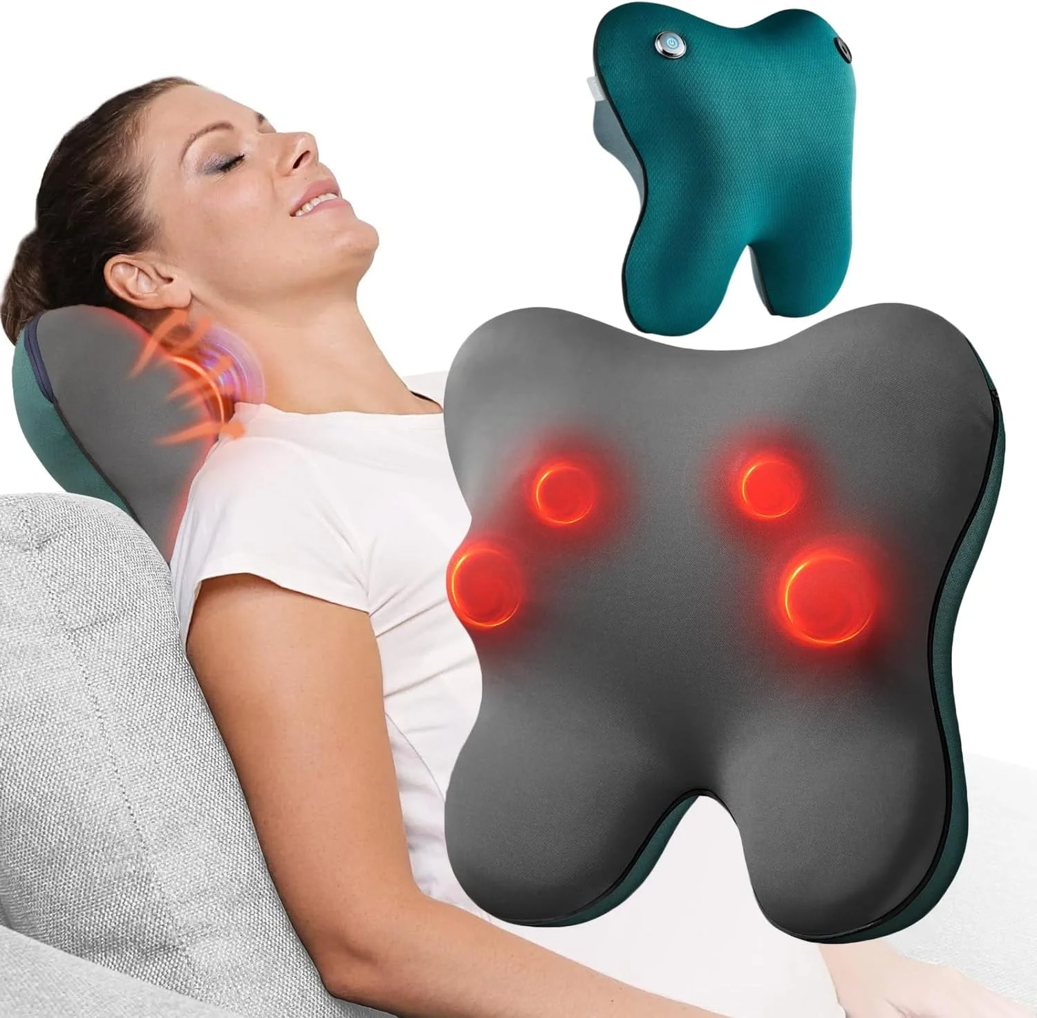 ماساژور کمر، ماساژور گردن سیم دار برای تسکین درد بافت عمیق، ماساژور شیاتسو پشت شانه و گردن، بالش ماساژ برای کل بدن، هدیه ای ایده آل