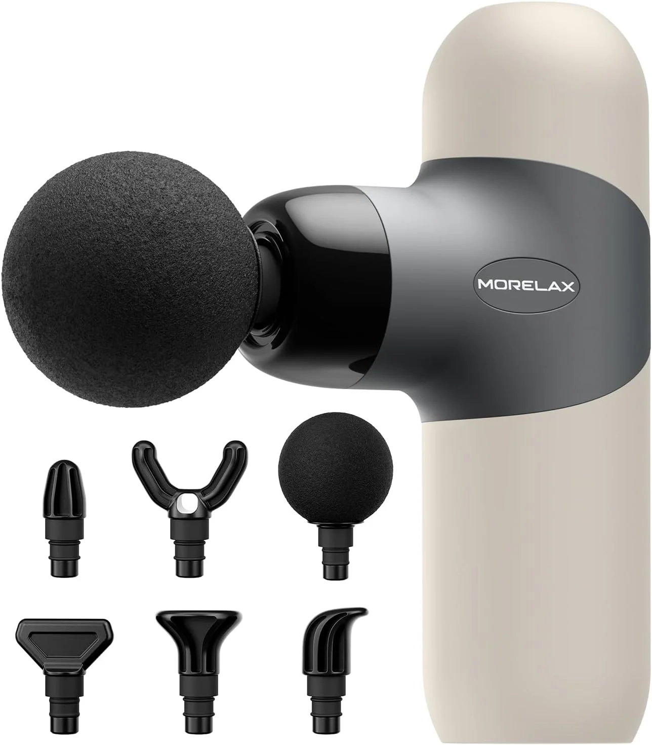 ماساژور تفنگی مینی با 6 سری ماساژ و 4 سرعت، ماساژور عضلانی ضربه‌ای قابل حمل، جنس سیلیکونی قابل جدا شدن و شستشو، برای تمرینات خانگی و اداری، هدیه برای او/او (بادامی)