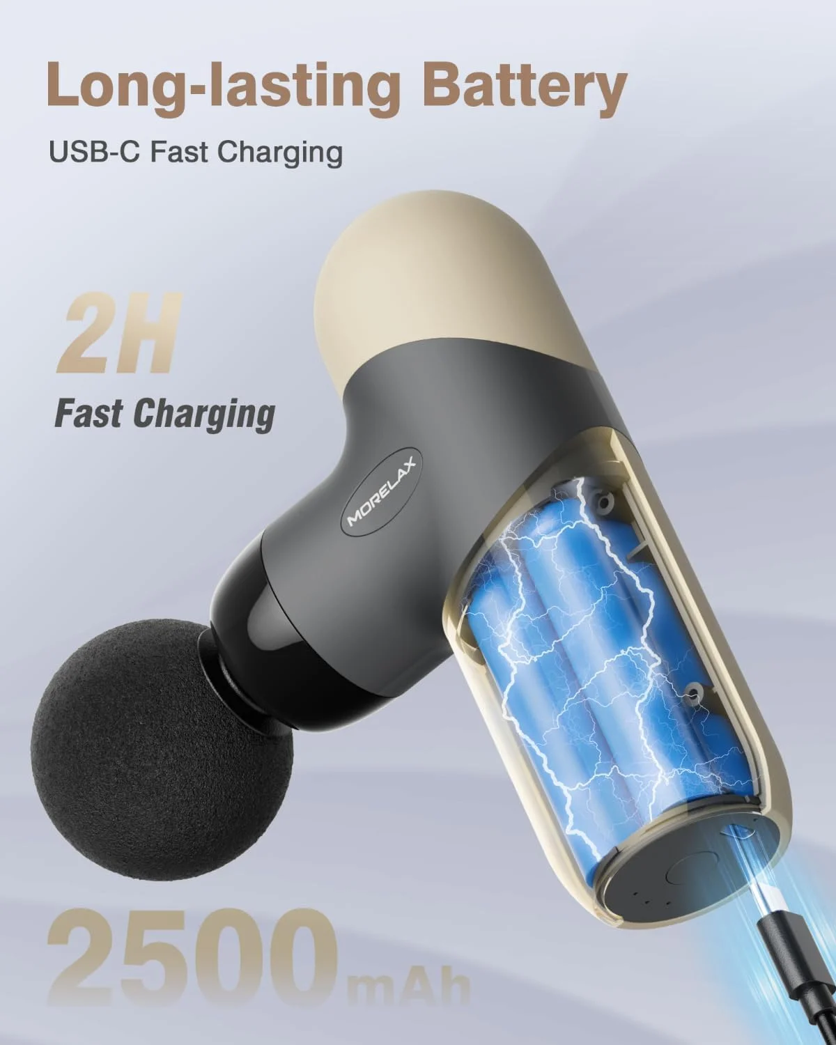 ماساژور تفنگی مینی با 6 سری ماساژ و 4 سرعت، ماساژور عضلانی ضربه‌ای قابل حمل، جنس سیلیکونی قابل جدا شدن و شستشو، برای تمرینات خانگی و اداری، هدیه برای او/او (بادامی)