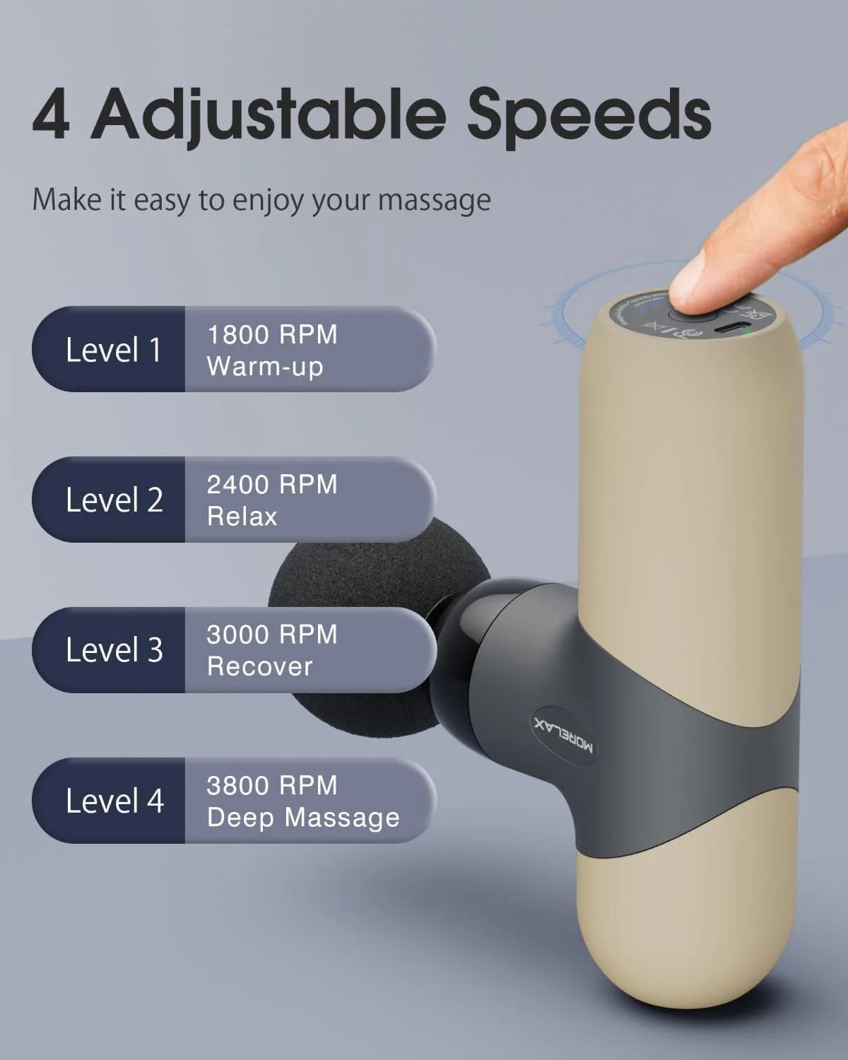 ماساژور تفنگی مینی با 6 سری ماساژ و 4 سرعت، ماساژور عضلانی ضربه‌ای قابل حمل، جنس سیلیکونی قابل جدا شدن و شستشو، برای تمرینات خانگی و اداری، هدیه برای او/او (بادامی)