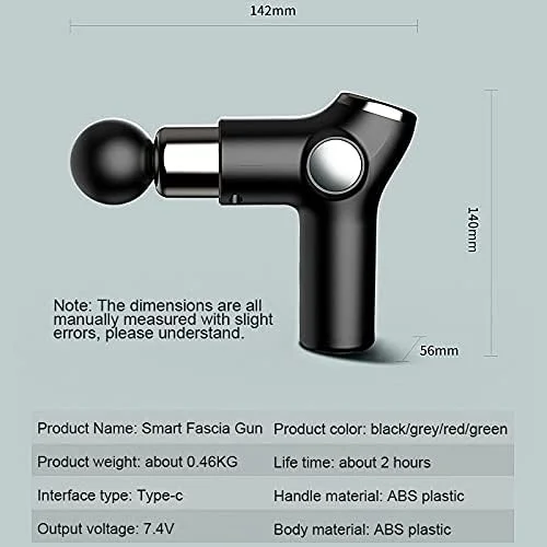 ماساژور ضربه ای کوچک جیبی قابل حمل ال سی دی مینی، تفنگ ماساژور عضلانی برقی، ماساژور چند منظوره تناسب اندام، تفنگ فاسیای هوشمند 6 سرعته، شارژ USB، غشای گردن، مشکی