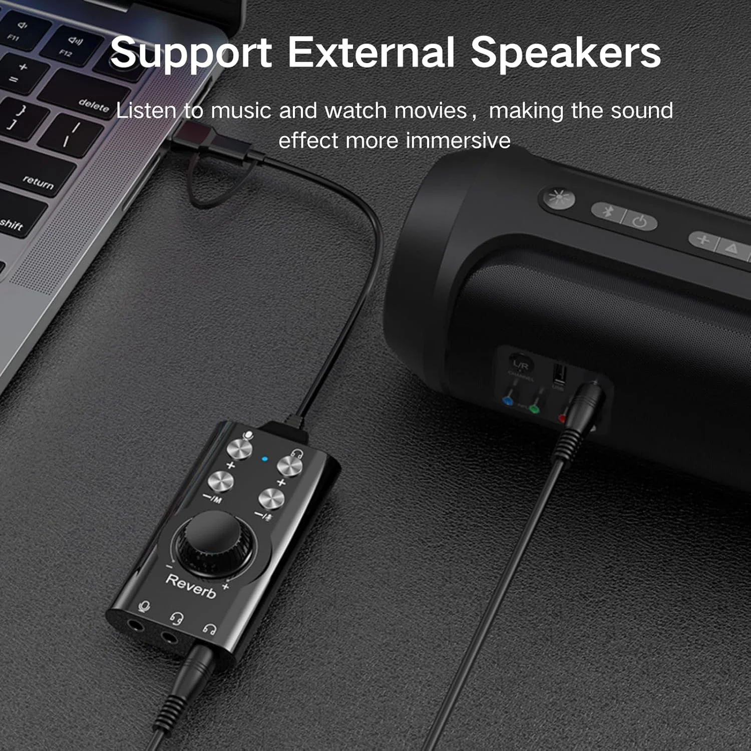 کارت صدای USB قابل حمل HOSONGIN، تبدیل Type-C به 3.5mm، افکت های تغییر صدا، کاهش نویز برای PC، مک، تلفن، بازی، استریم، ضبط