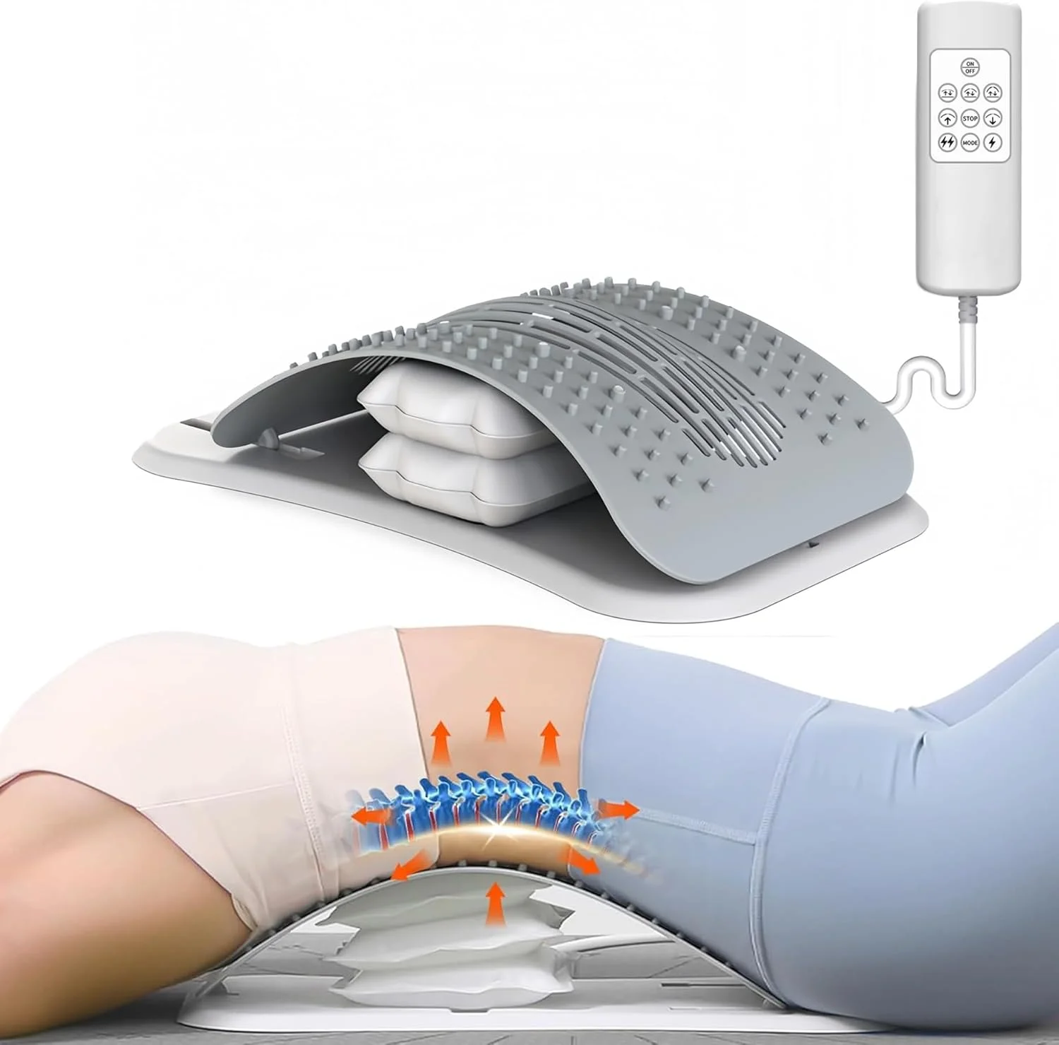 کشنده کمر بادی قابل تنظیم Angju، کشنده کمر بادی برای تسکین درد پایین کمر، ظرفیت وزنی 150 کیلوگرم، ماساژور کمری برای رفع فشار ستون فقرات، اسکولیوز و فتق دیسک