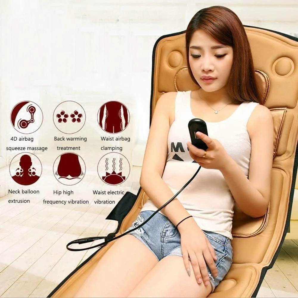 پد تشک ماساژ آراست با گرما، 10 موتور ویبره، سرهای ماساژ ورزشی، تشک ماساژور تمام بدن برای تسکین درد کمر، ستون فقرات و پا LEOWE