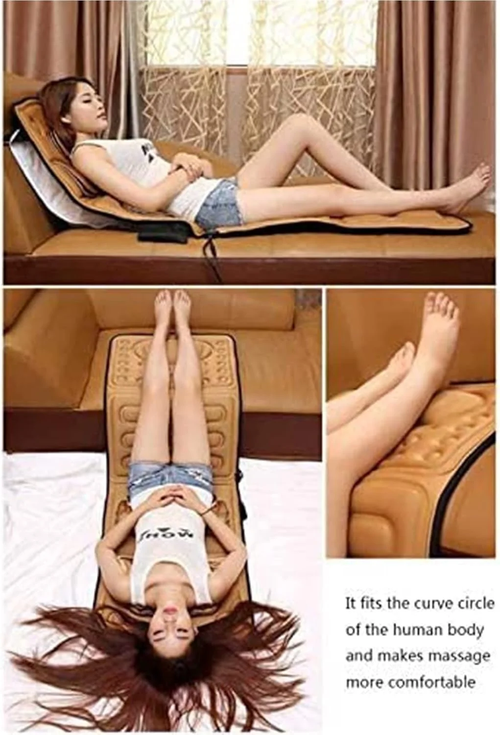 پد تشک ماساژ آراست با گرما، 10 موتور ویبره، سرهای ماساژ ورزشی، تشک ماساژور تمام بدن برای تسکین درد کمر، ستون فقرات و پا LEOWE