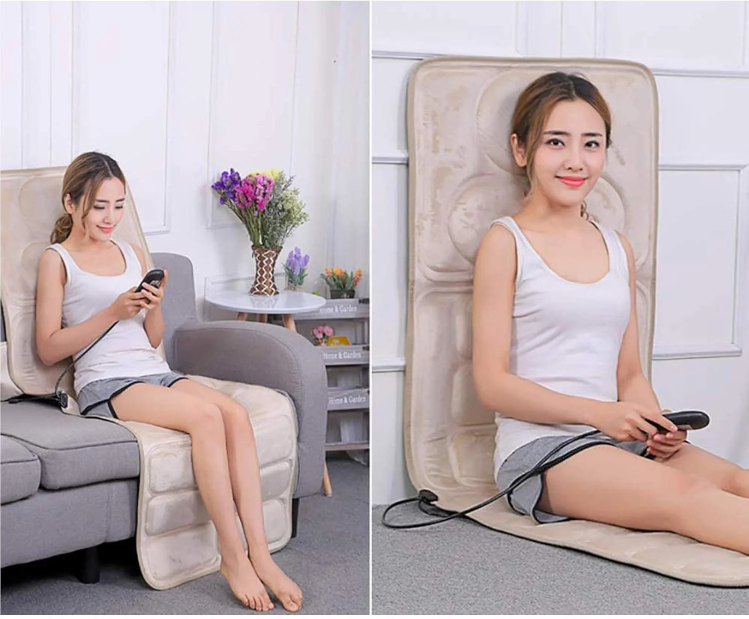 تشک ماساژ تمام بدن آراست با گرمایش - تشک ماساژور کمر، 9 حالت 5 سطح، پد کوسن ماساژور تمام بدن برای تسکین درد کمر، ستون فقرات و پا LEOWE