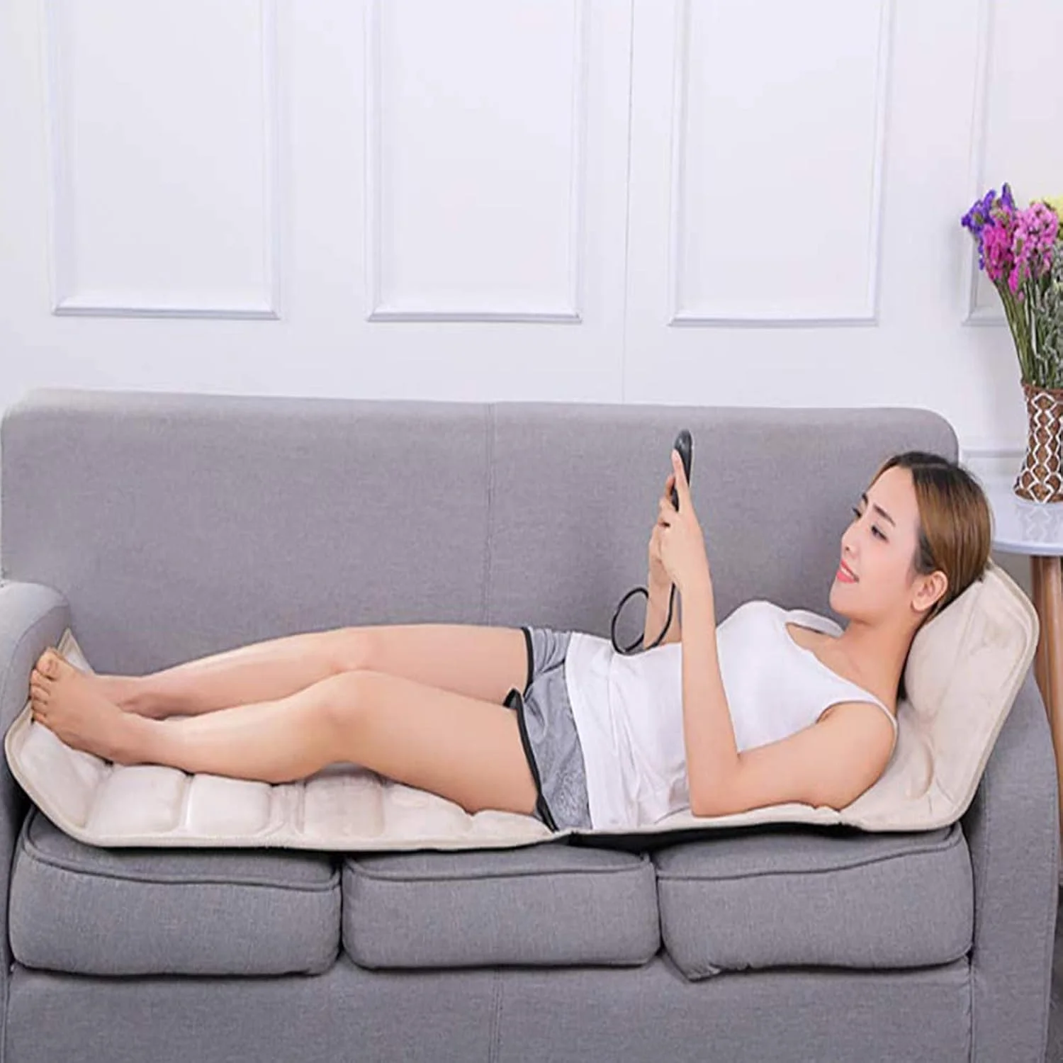 تشک ماساژ تمام بدن آراست با گرمایش - تشک ماساژور کمر، 9 حالت 5 سطح، پد کوسن ماساژور تمام بدن برای تسکین درد کمر، ستون فقرات و پا LEOWE