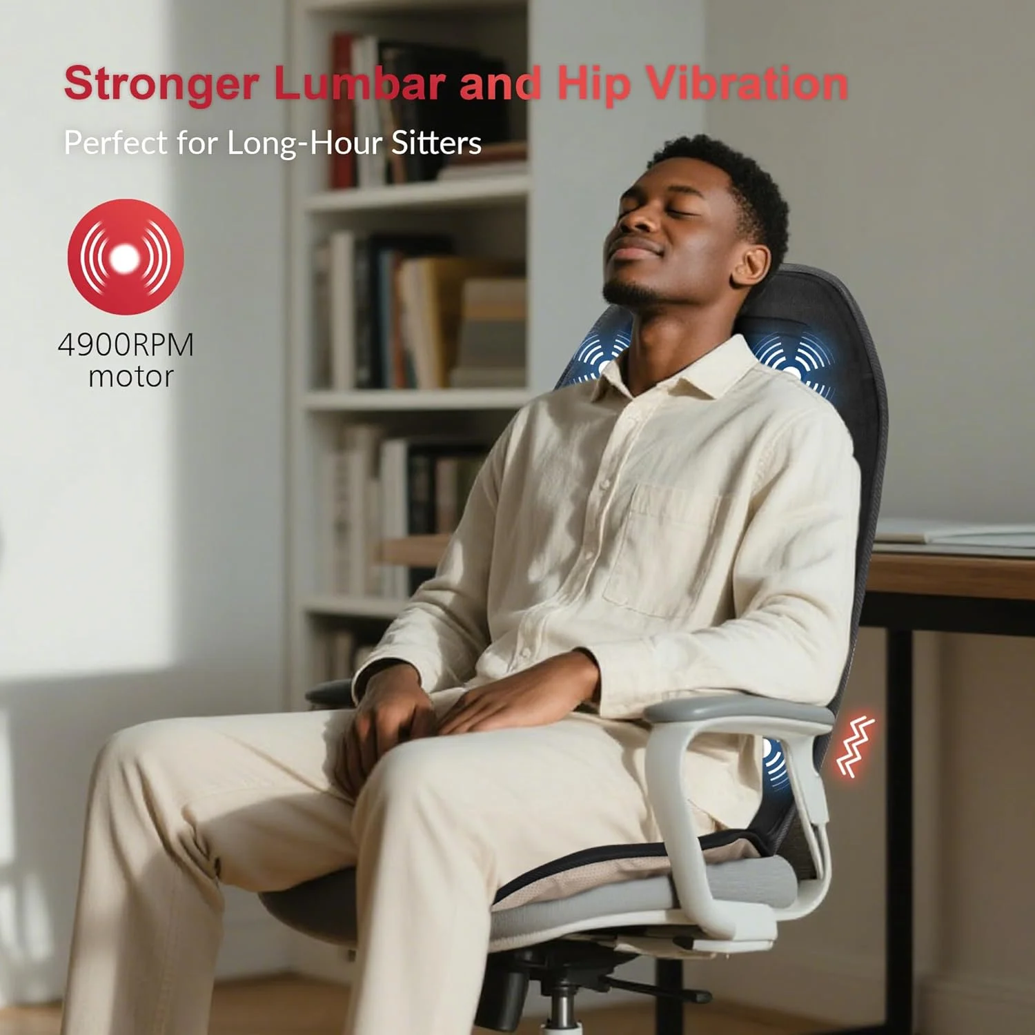 بالشتک ماساژور صندلی با گرما، بالشتک ماساژور پشت با 10 موتور ویبره، پد صندلی ماساژور گرمایشی، ماساژور برقی بدن برای استفاده در خانه و محل کار، هدیه برای زنان و مردان