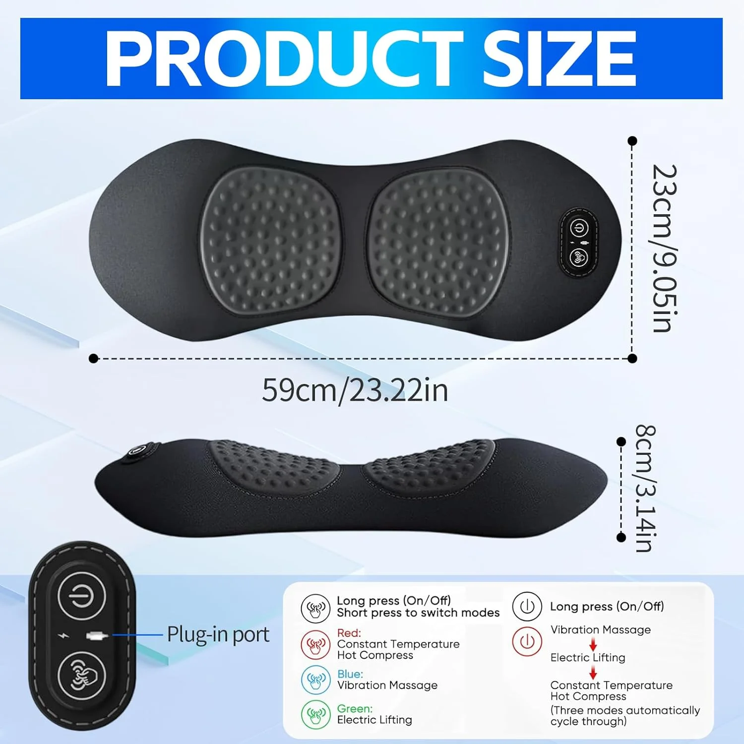 ماساژور کمر پاکا لایف 3 در 1 با گرما برای تسکین درد بافت عمیق، بالش پشتی کمری برقی برای تسکین درد کمر، دستگاه های رفع فشار کمر برای گردن، شانه و کمر