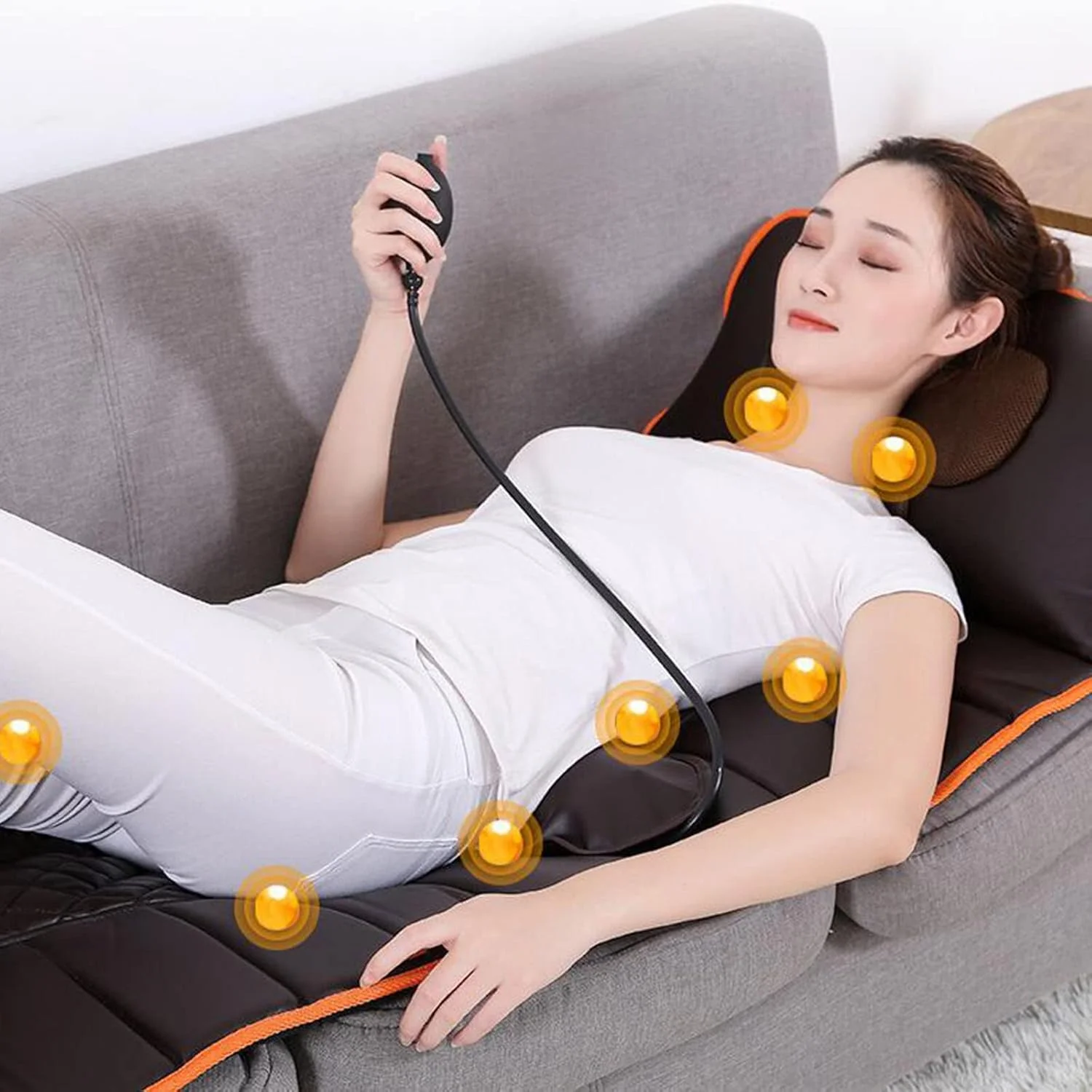 تشک ماساژور تمام بدن با گرما، ماساژ شیاتسو گردن، روکش صندلی ماساژ هوشمند برای تسکین درد کمر و پا