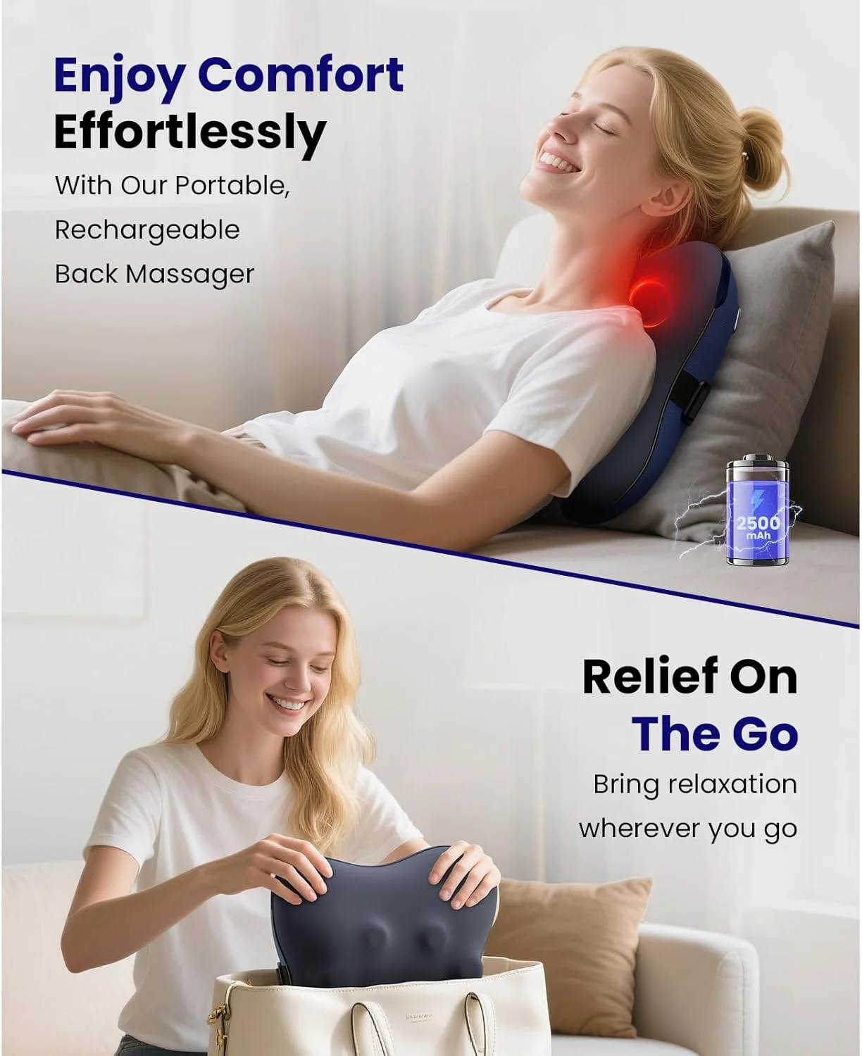 ماساژور گردن و پشت BOB AND BRAD با گرما، ماساژور شیاتسو سه بعدی برای تسکین درد عضلات