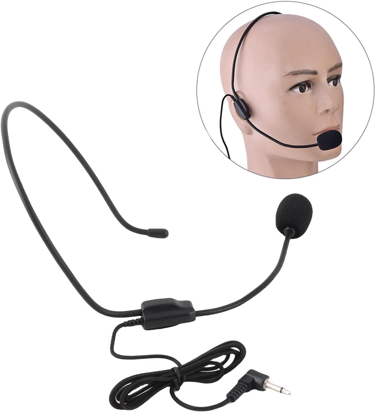 میکروفون هدست سیم دار با فیش 3.5 میلی متری، میکروفون کاندنسر نصب شده روی سر برای بلندگو تقویت کننده صدا